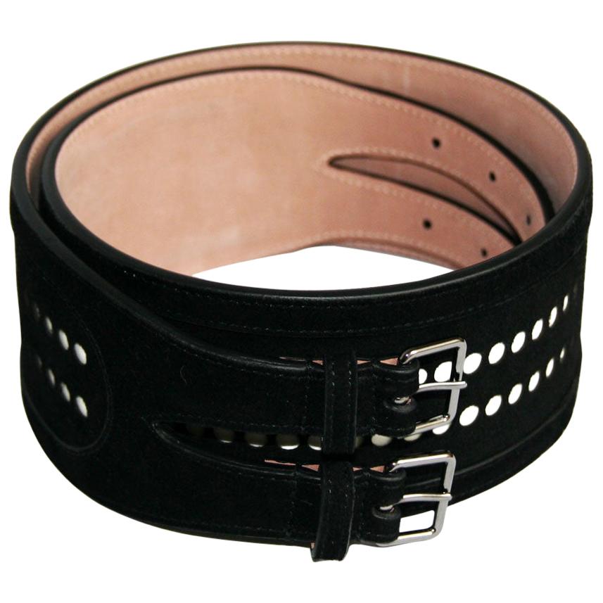 AZZEDINE ALAÏA Black Velvet Calfskin Belt For Sale