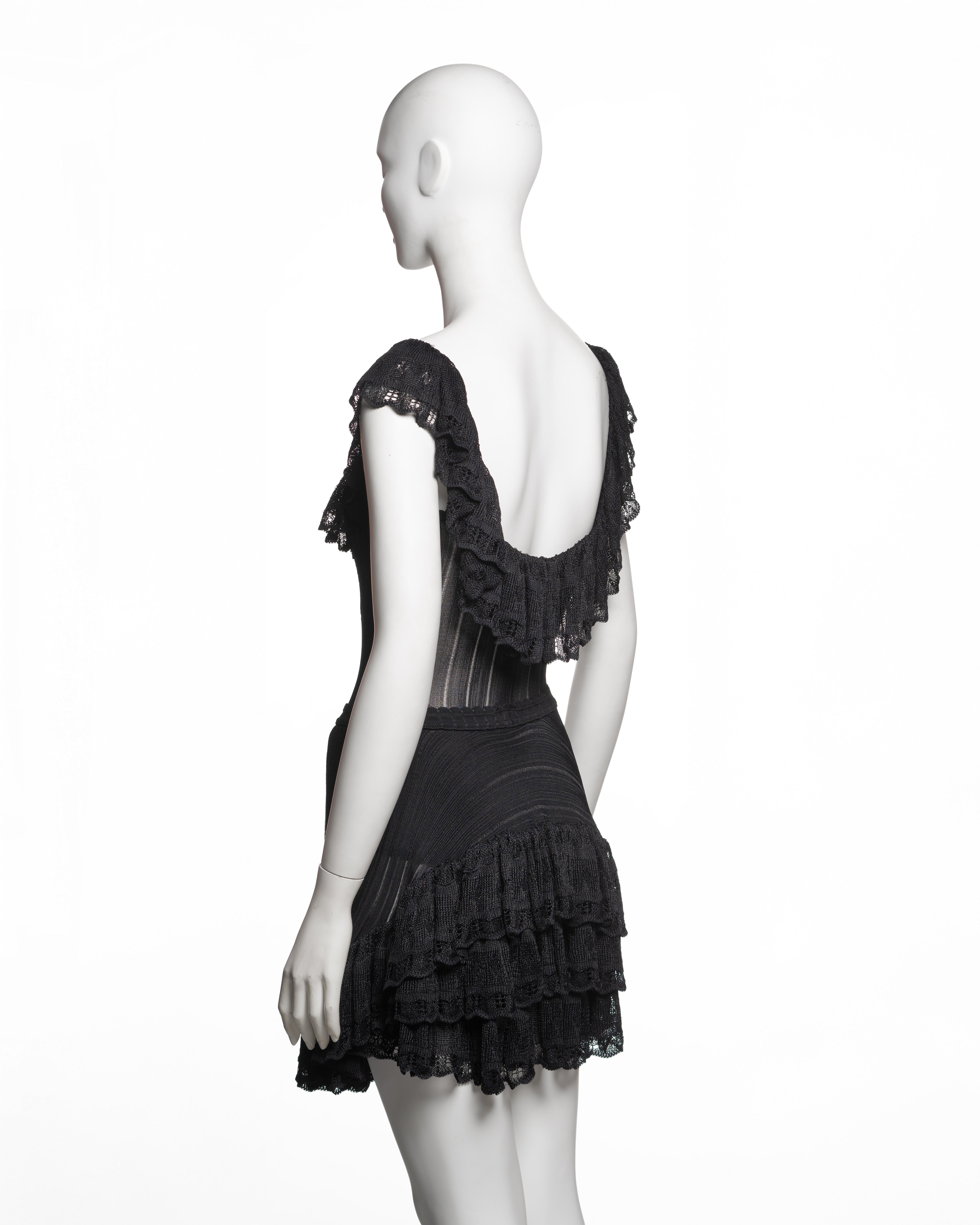 Azzedine Alaïa Black Viscose Knit Lace Dress with Integrated Bodysuit, SS 1992 For Sale 9