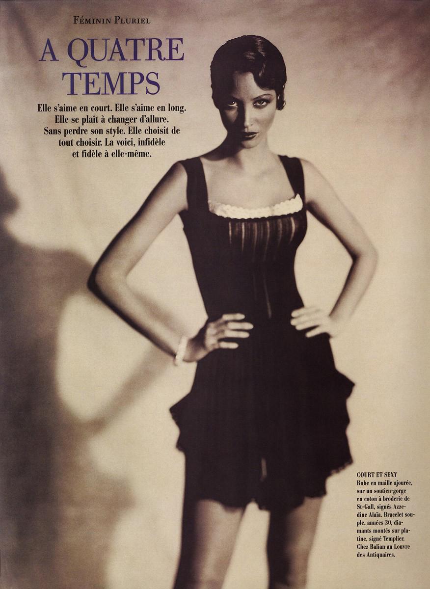Women's Azzedine Alaïa Black Viscose Knit Lace Dress with Integrated Bodysuit, SS 1992 For Sale