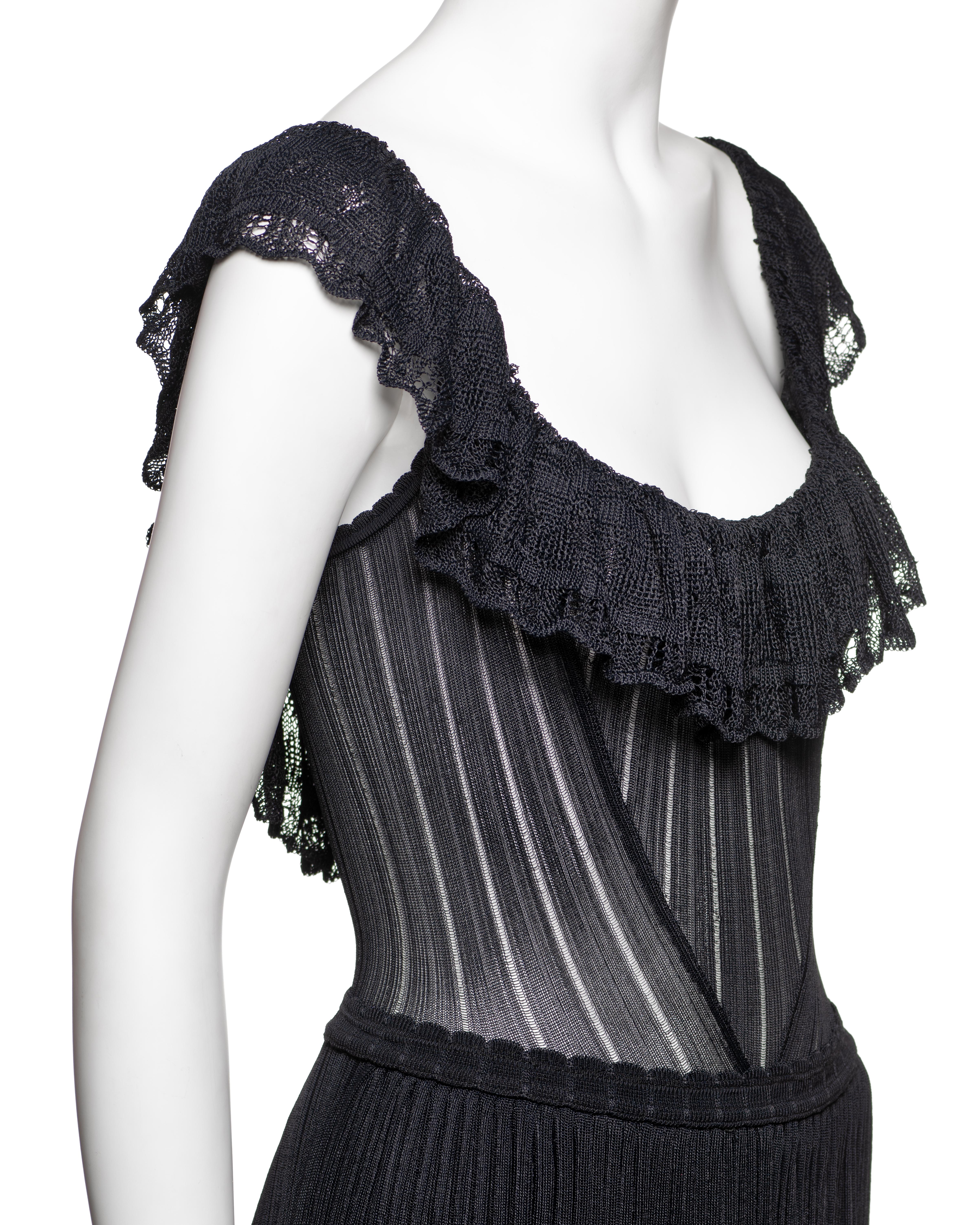 Azzedine Alaïa Black Viscose Knit Lace Dress with Integrated Bodysuit, SS 1992 For Sale 2