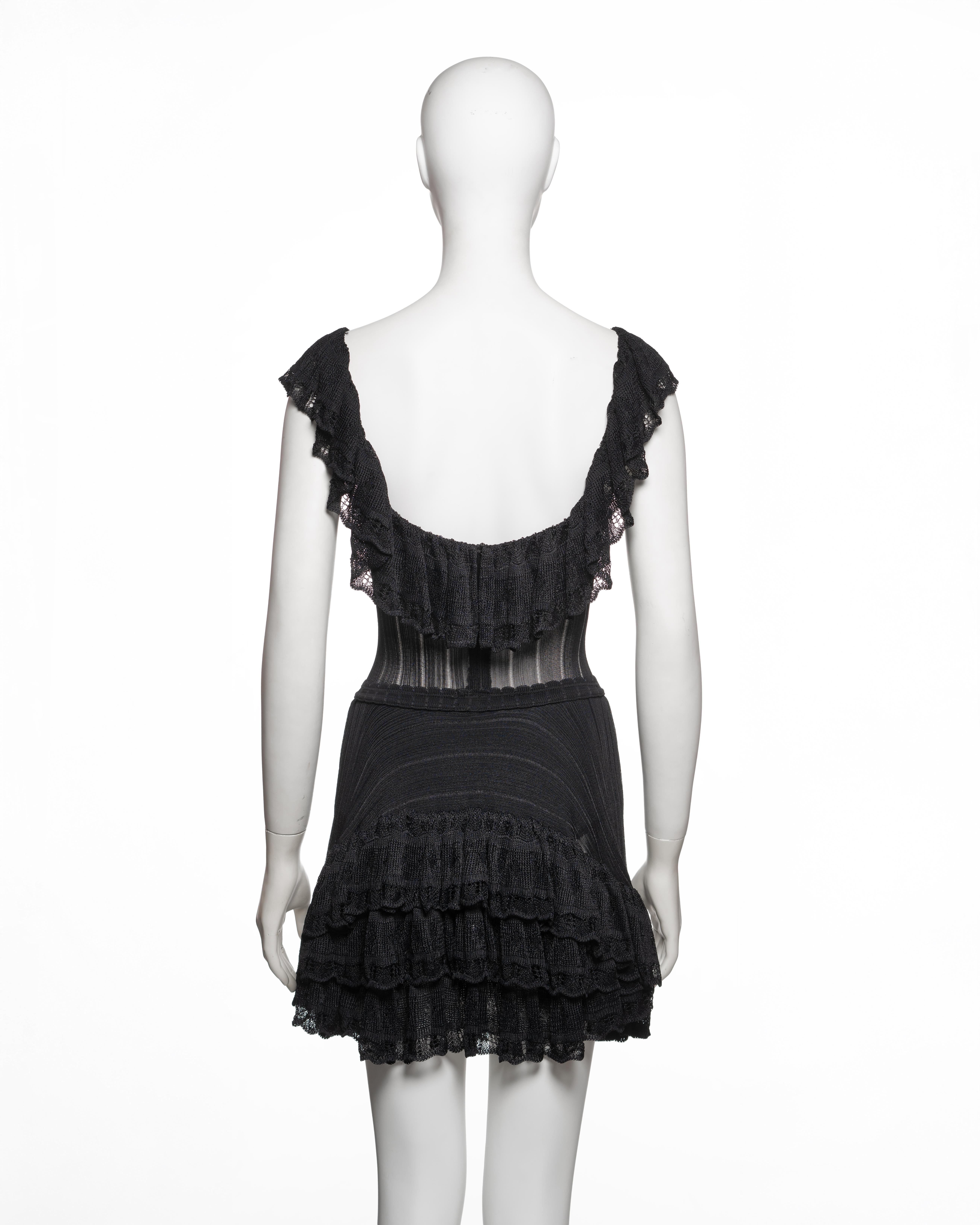 Azzedine Alaïa Black Viscose Knit Lace Dress with Integrated Bodysuit, SS 1992 For Sale 5
