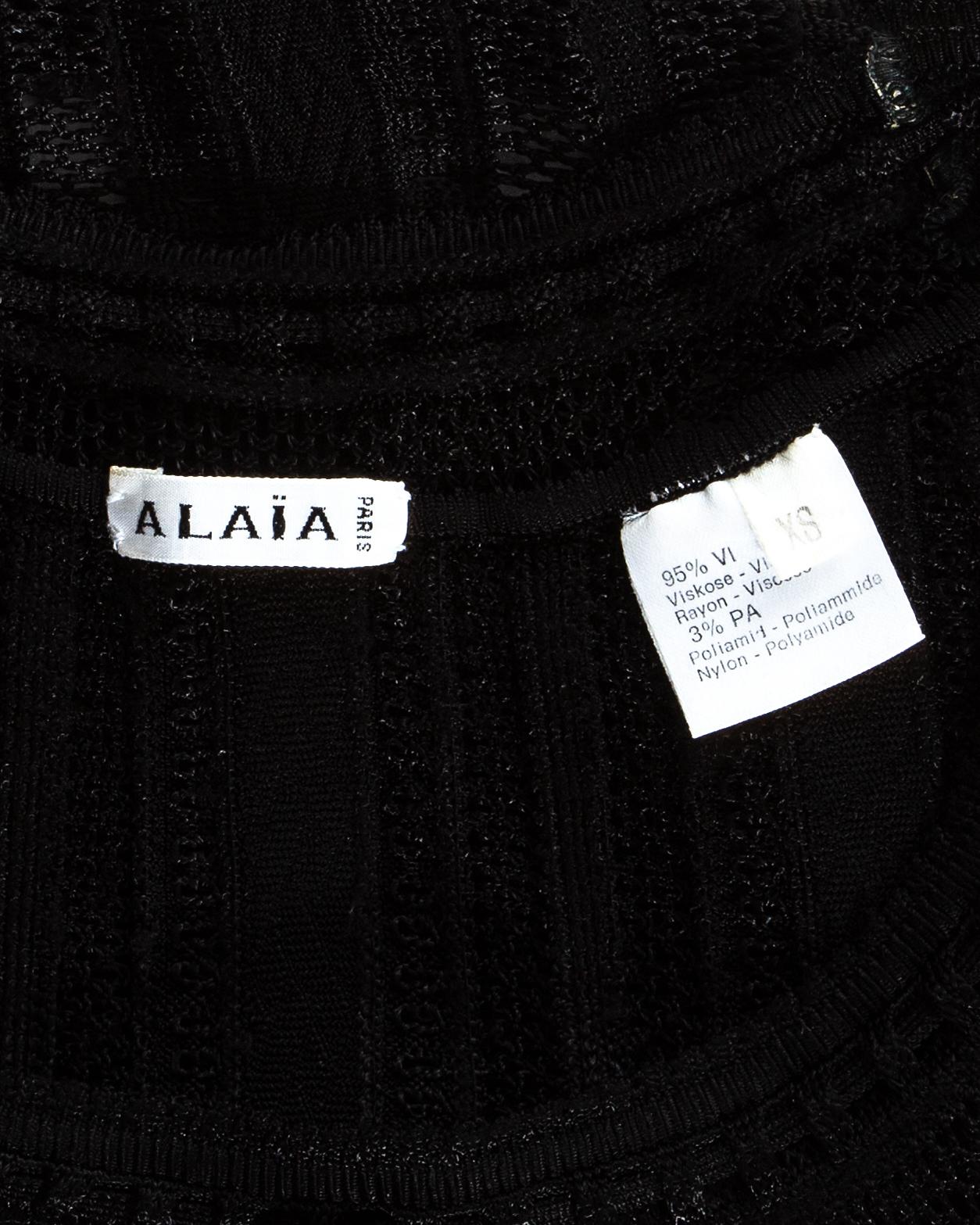 Women's Azzedine Alaia black viscose knitted ruffled shorts and crop top set, ss 1992