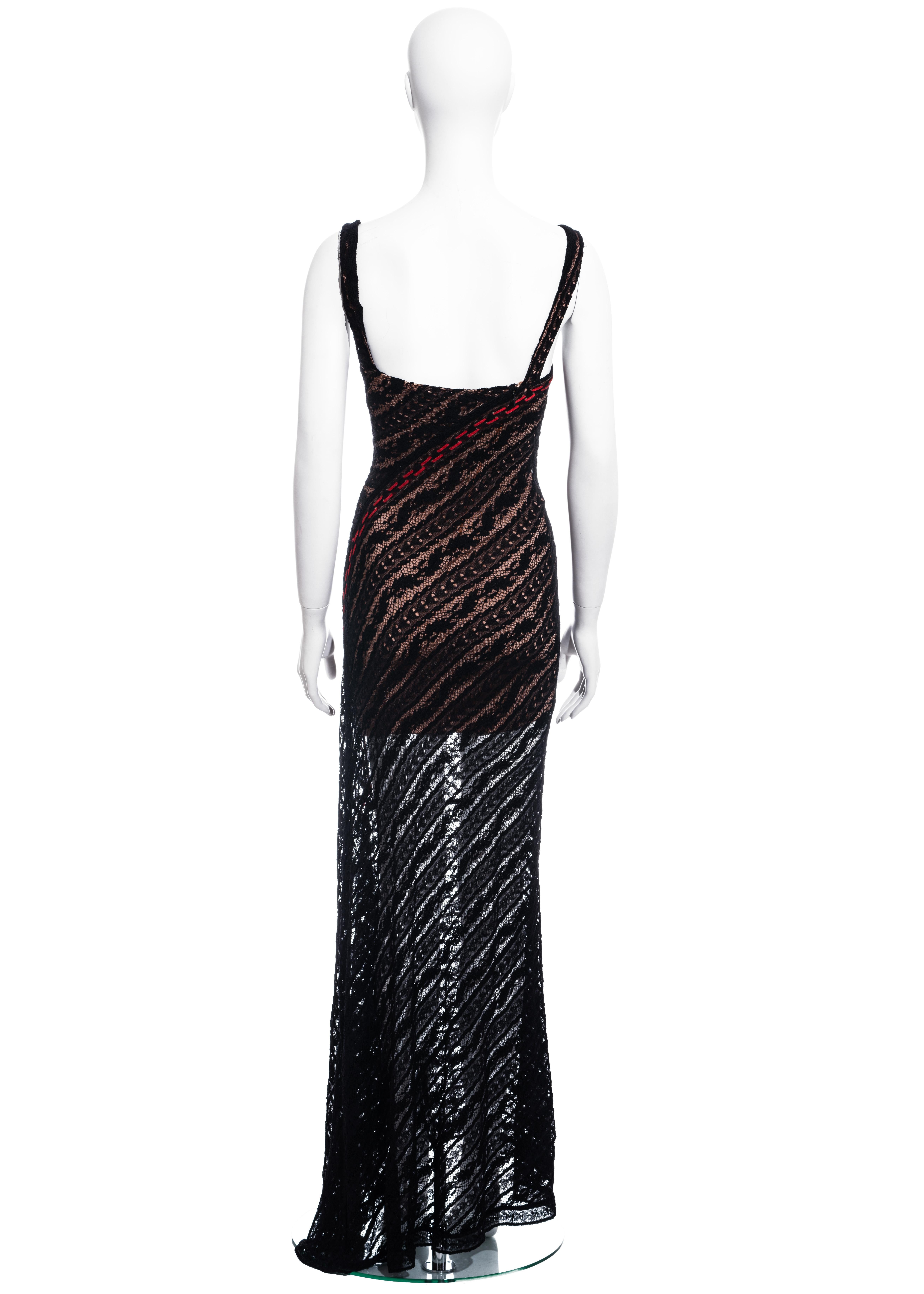 Azzedine Alaia black viscose patterned lace evening dress, fw 1993 5