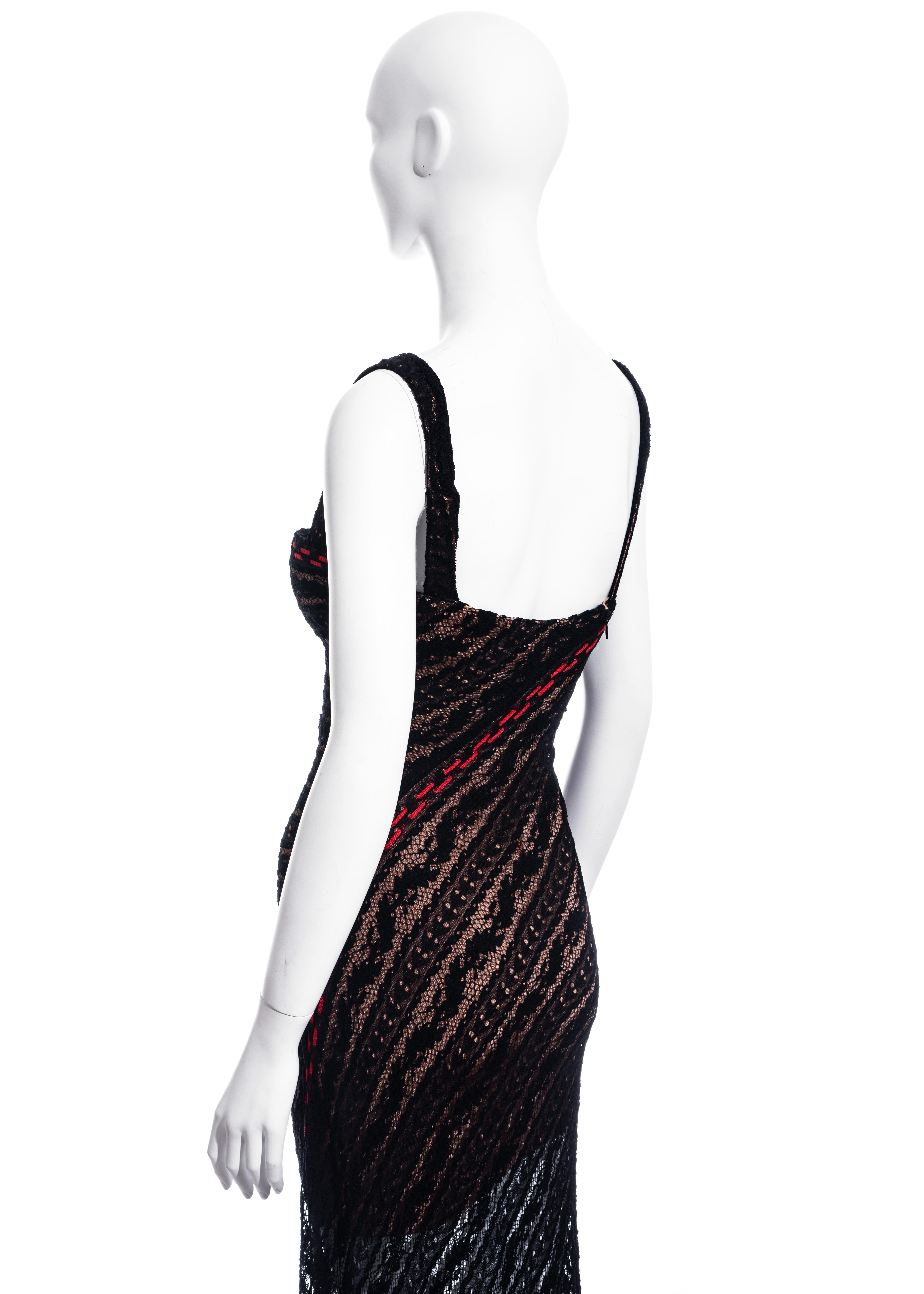 Azzedine Alaia black viscose patterned lace evening dress, fw 1993 6
