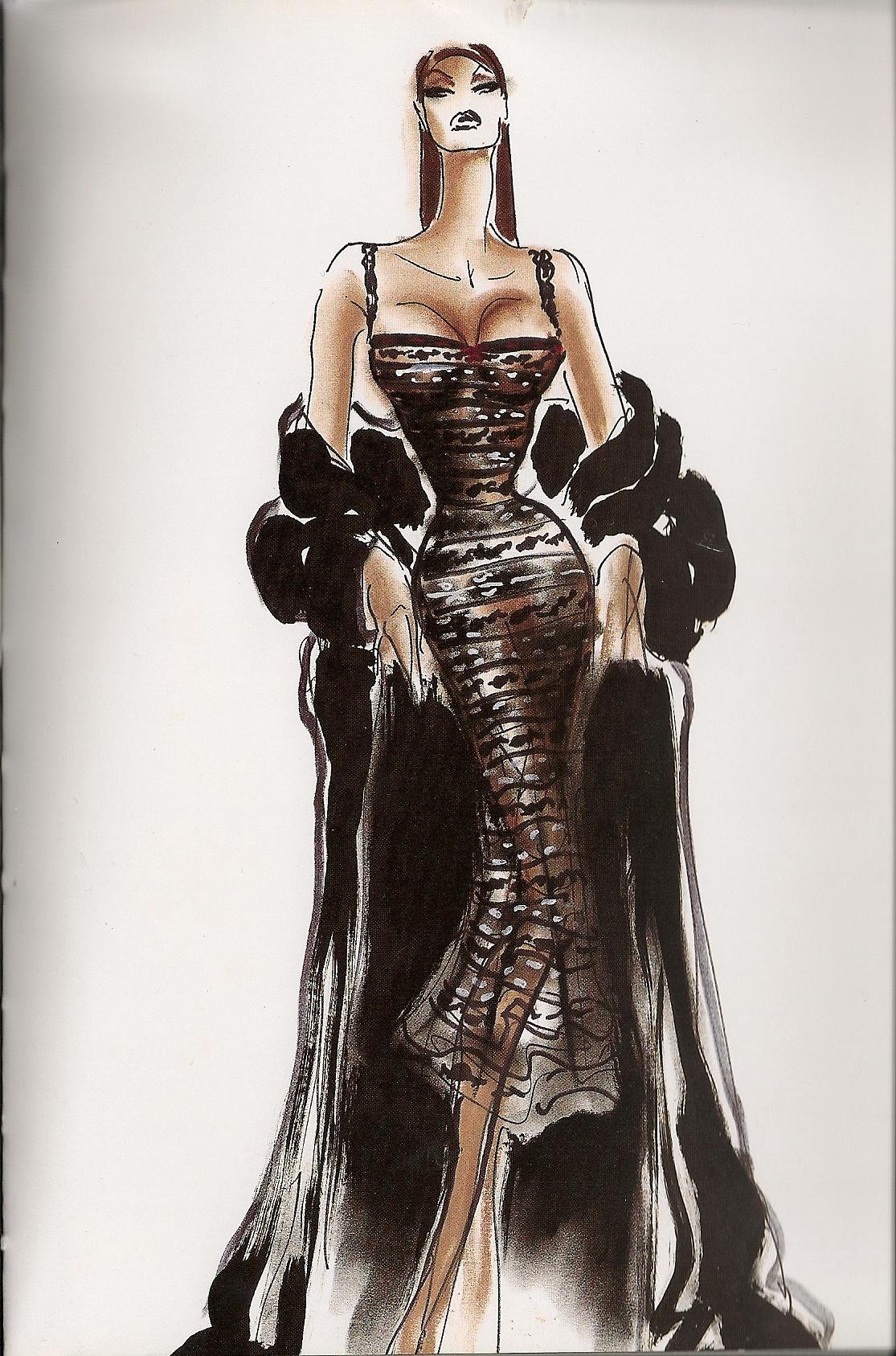 Women's Azzedine Alaia black viscose patterned lace evening dress, fw 1993