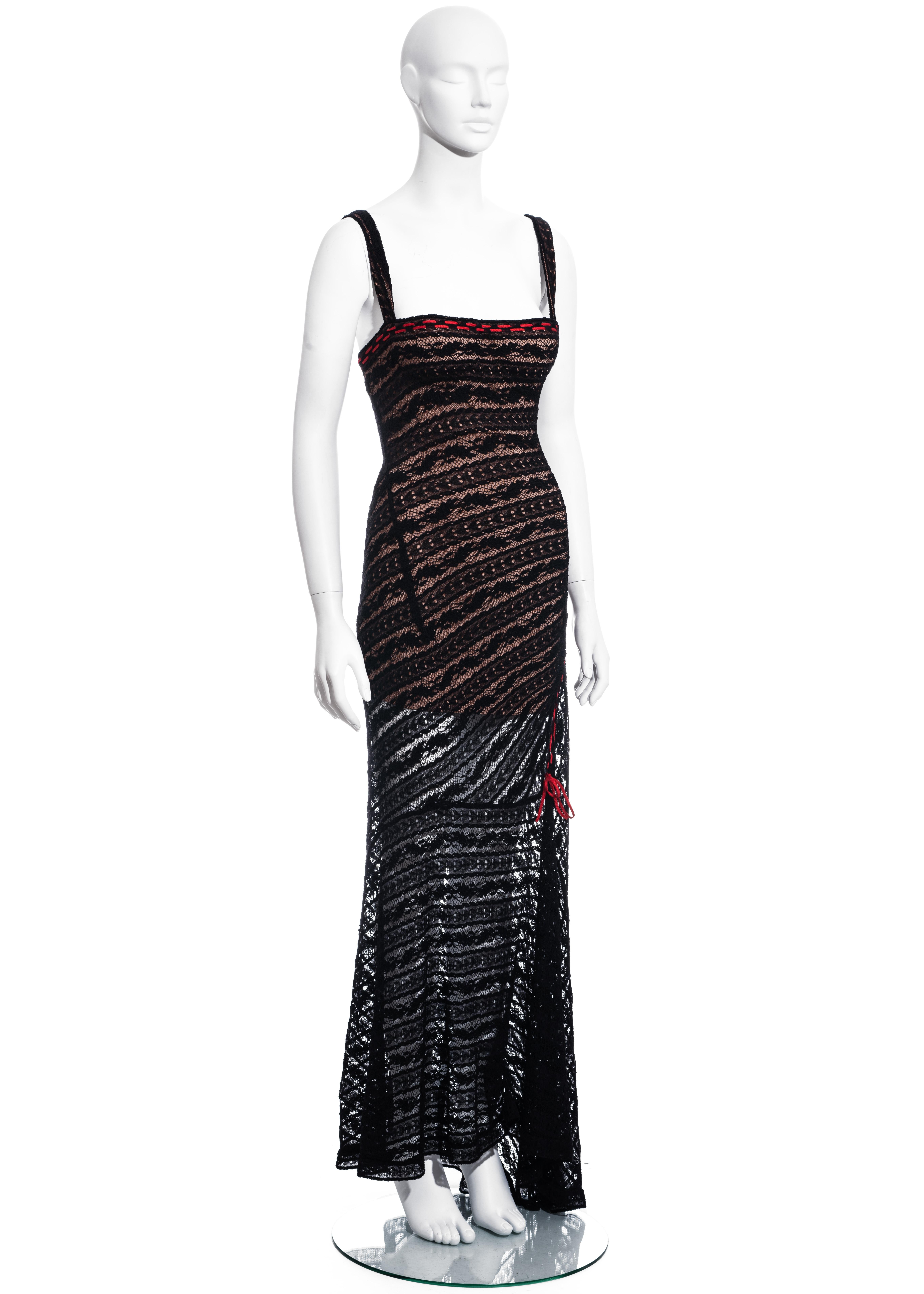 Azzedine Alaia black viscose patterned lace evening dress, fw 1993 3