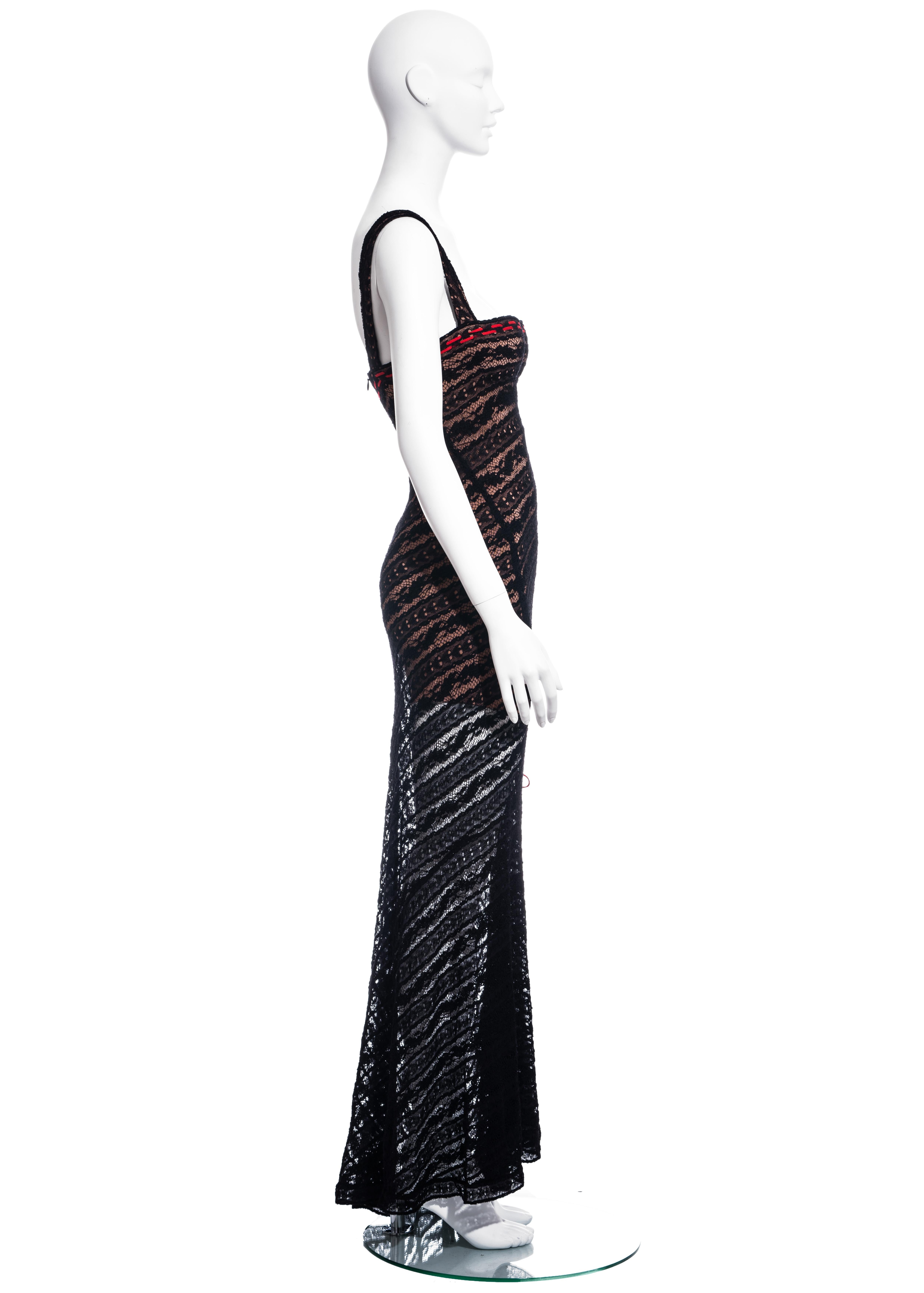 Azzedine Alaia black viscose patterned lace evening dress, fw 1993 4