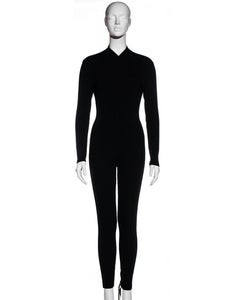 Azzedine Alaia black wool blend catsuit, fw 1991