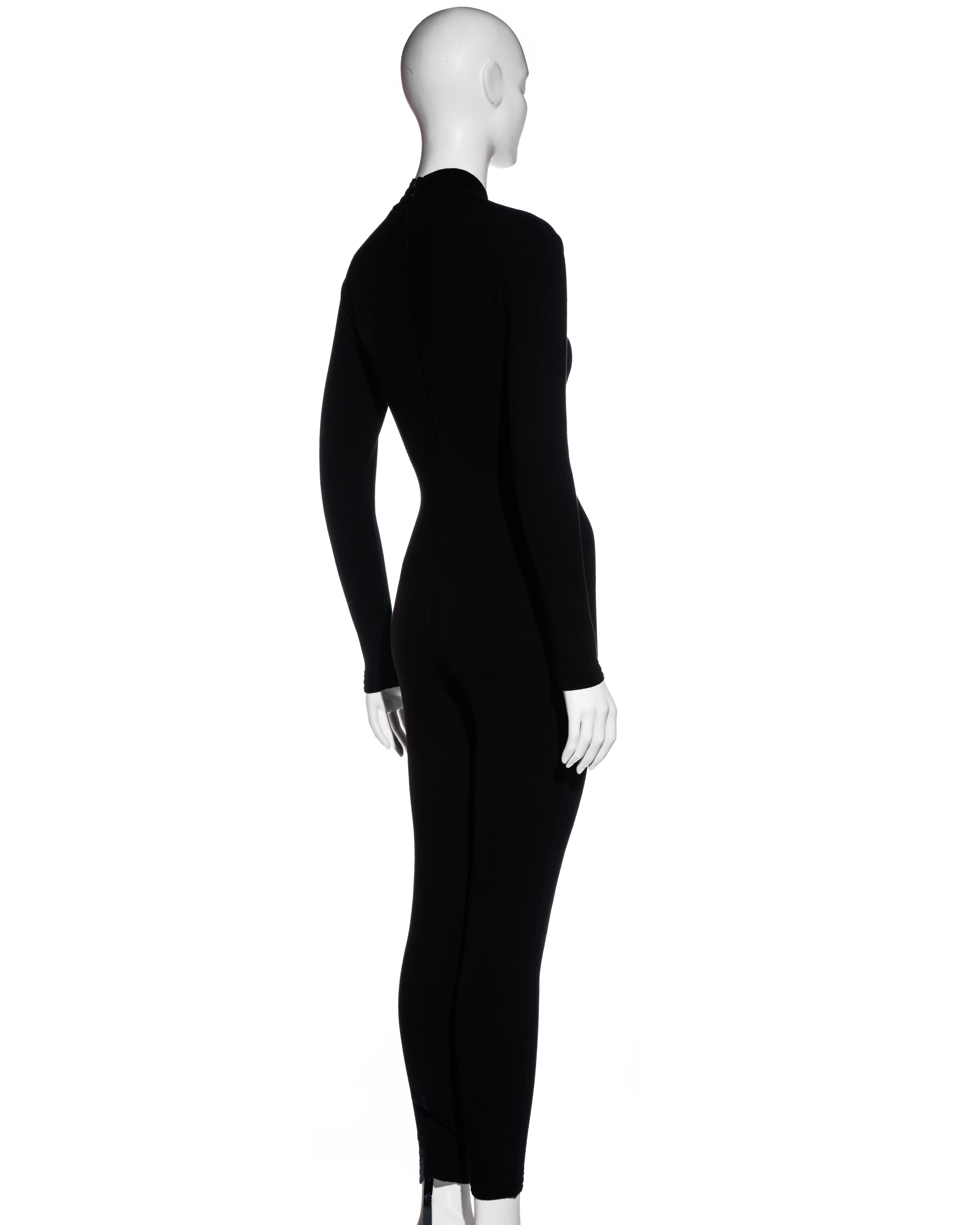 Women's Azzedine Alaia black wool blend catsuit, fw 1991 For Sale