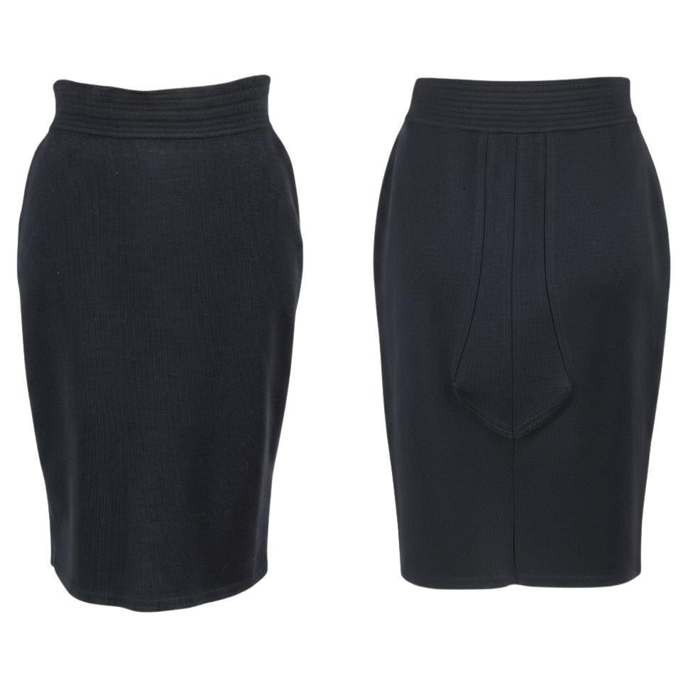Azzedine Alaïa Black Wool 
Carbon Fiber Pencil Skirt - 1980s/90s en vente