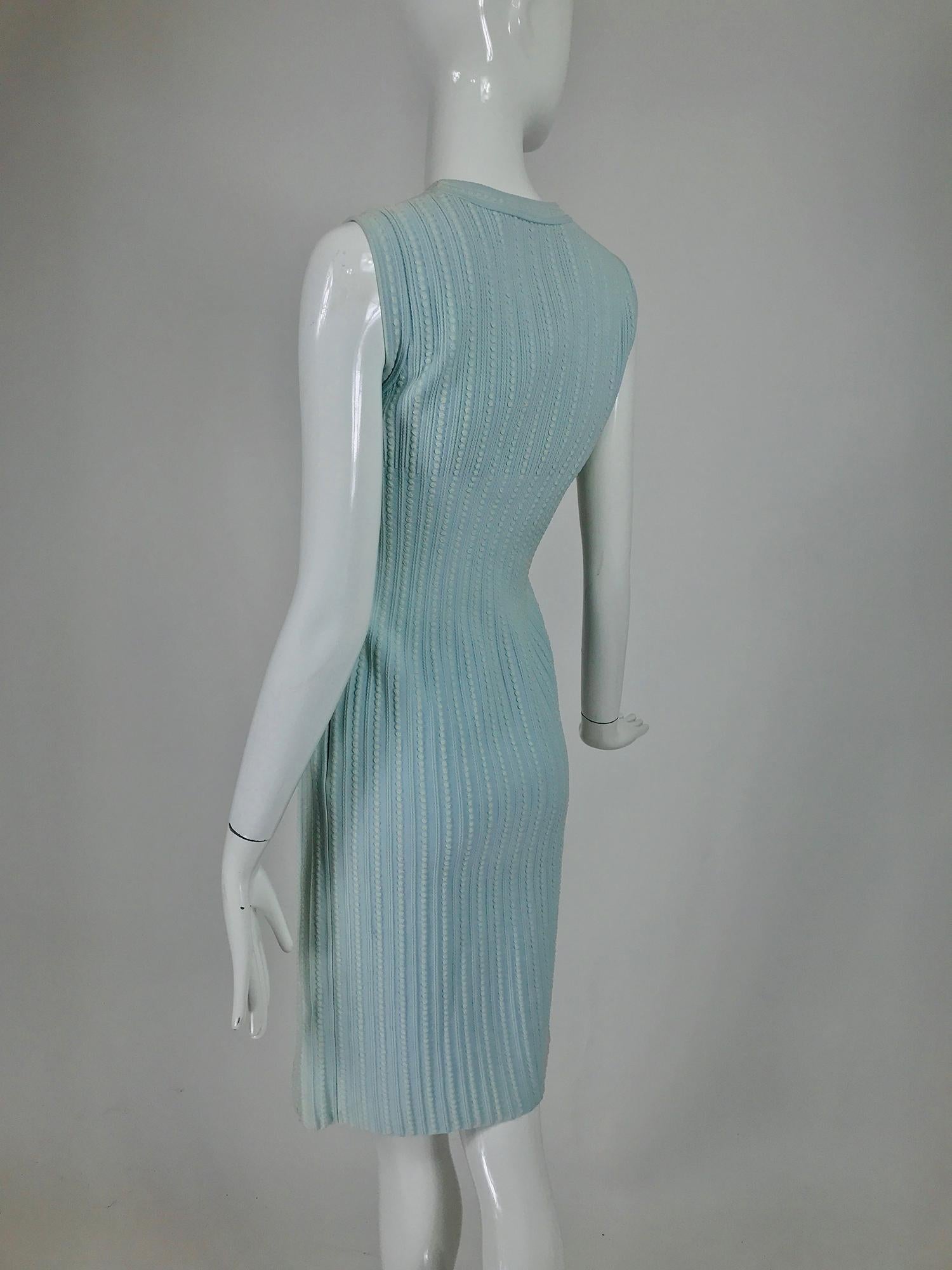  Azzedine Alaïa Blue and Cream Fitted Body Con Dress 1
