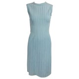 Azzedine Alaïa Blue and Cream Fitted Body Con Dress For Sale at 1stDibs