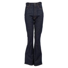 Azzedine Alaïa Blue Denim Flared High Rise Jeans Size L