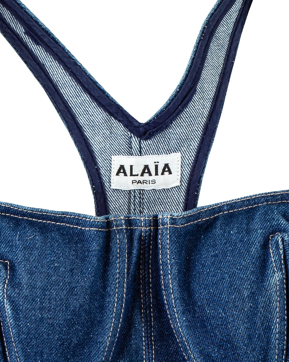 Azzedine Alaia blue denim playsuit, ss 1991 For Sale at 1stDibs