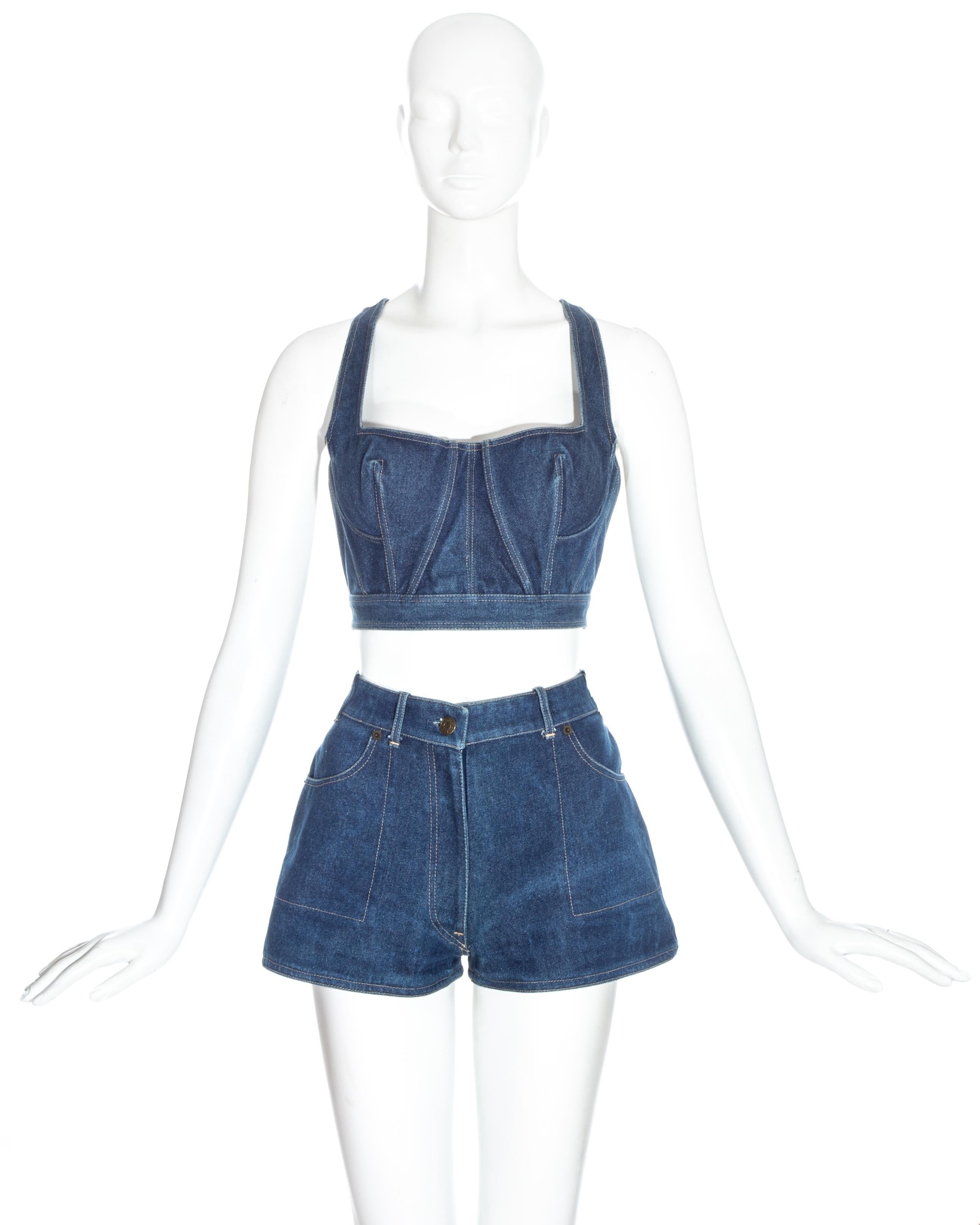 Azzedine Alaia blue denim playsuit, ss 1991 For Sale at 1stDibs