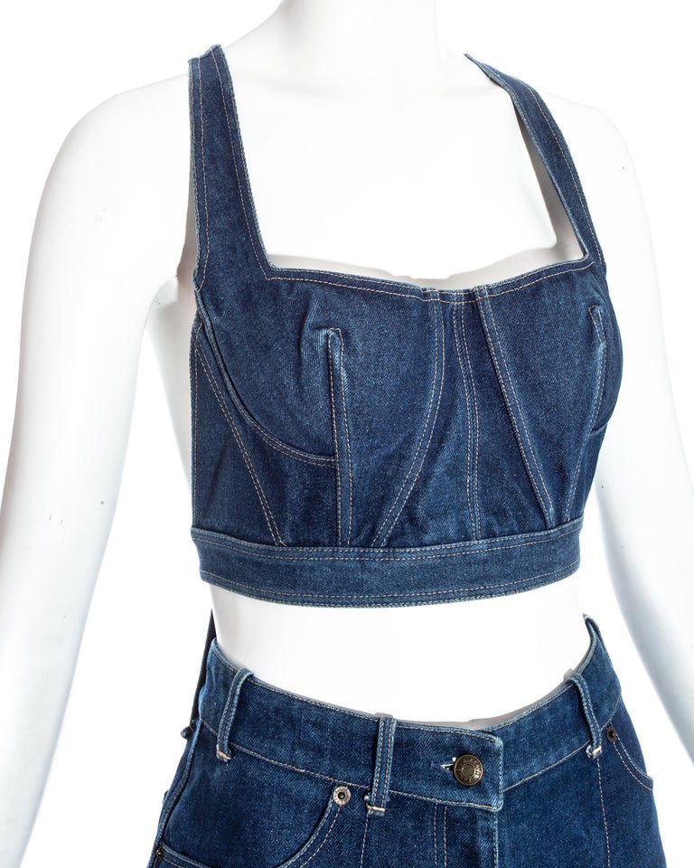 Azzedine Alaia blue denim playsuit, ss 1991 For Sale at 1stDibs