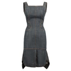 Azzedine Alaïa Blue Knee Length Pinafore Dress Size S