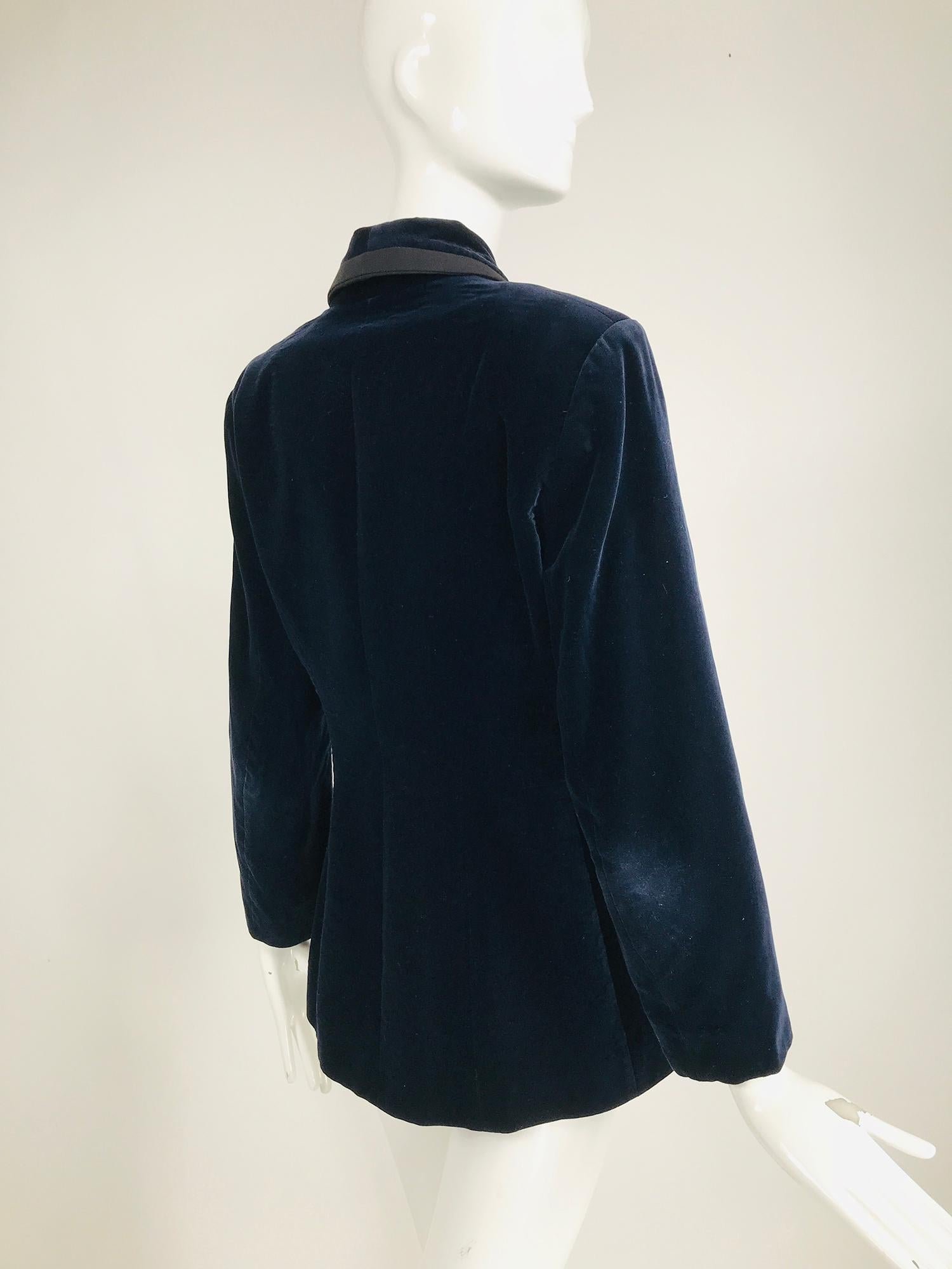 Women's Azzedine Alaïa Blue Velvet Fitted Frock Style Jacket 1980s