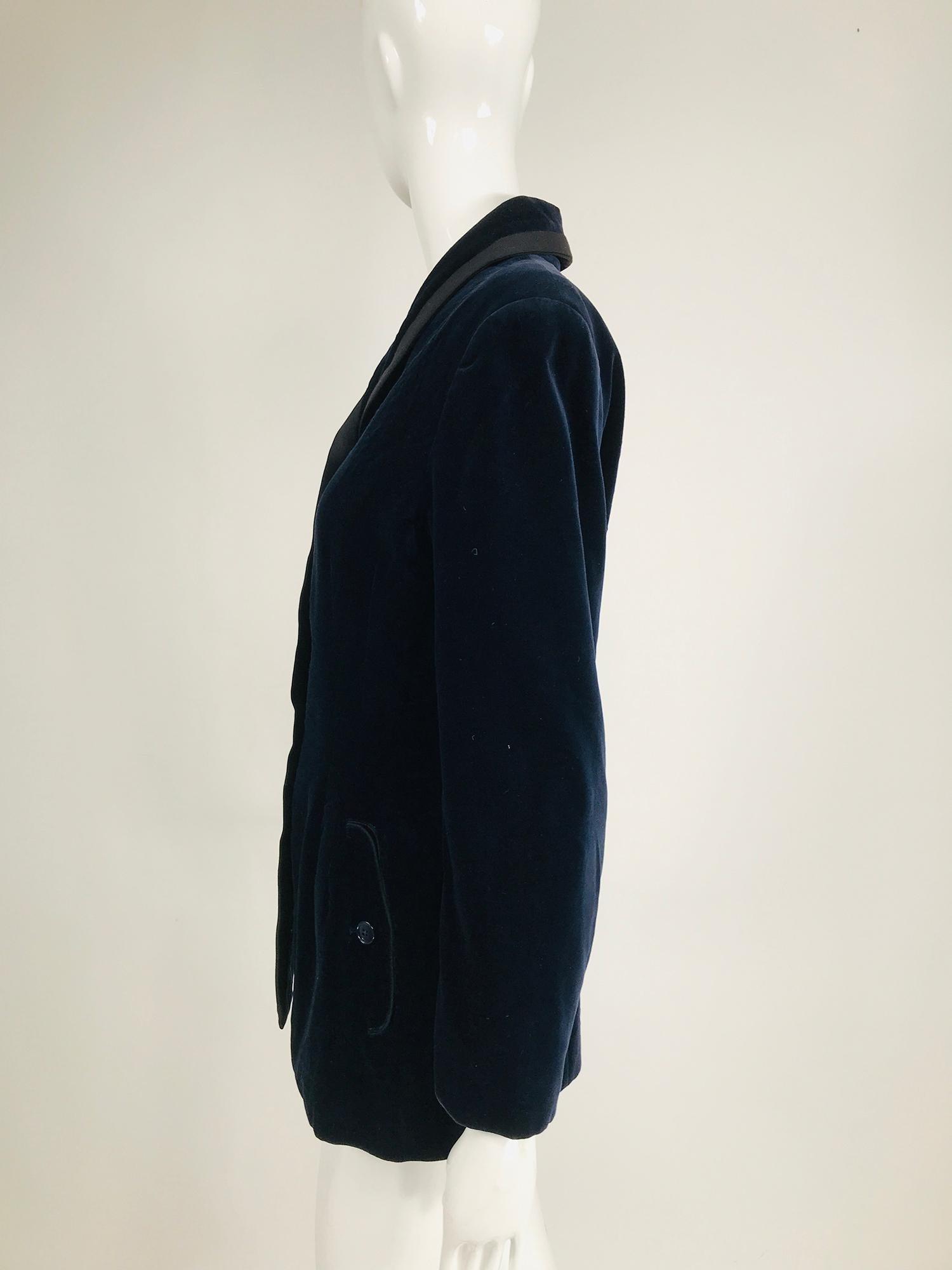 Azzedine Alaïa Blue Velvet Fitted Frock Style Jacket 1980s 3