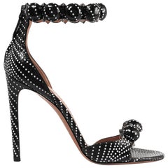 Azzedine Alaïa Bombe Studded Polka-Dot Watersnake Sandals