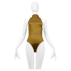 Azzedine Alaia Bronze Bodysuit With Button Up Back