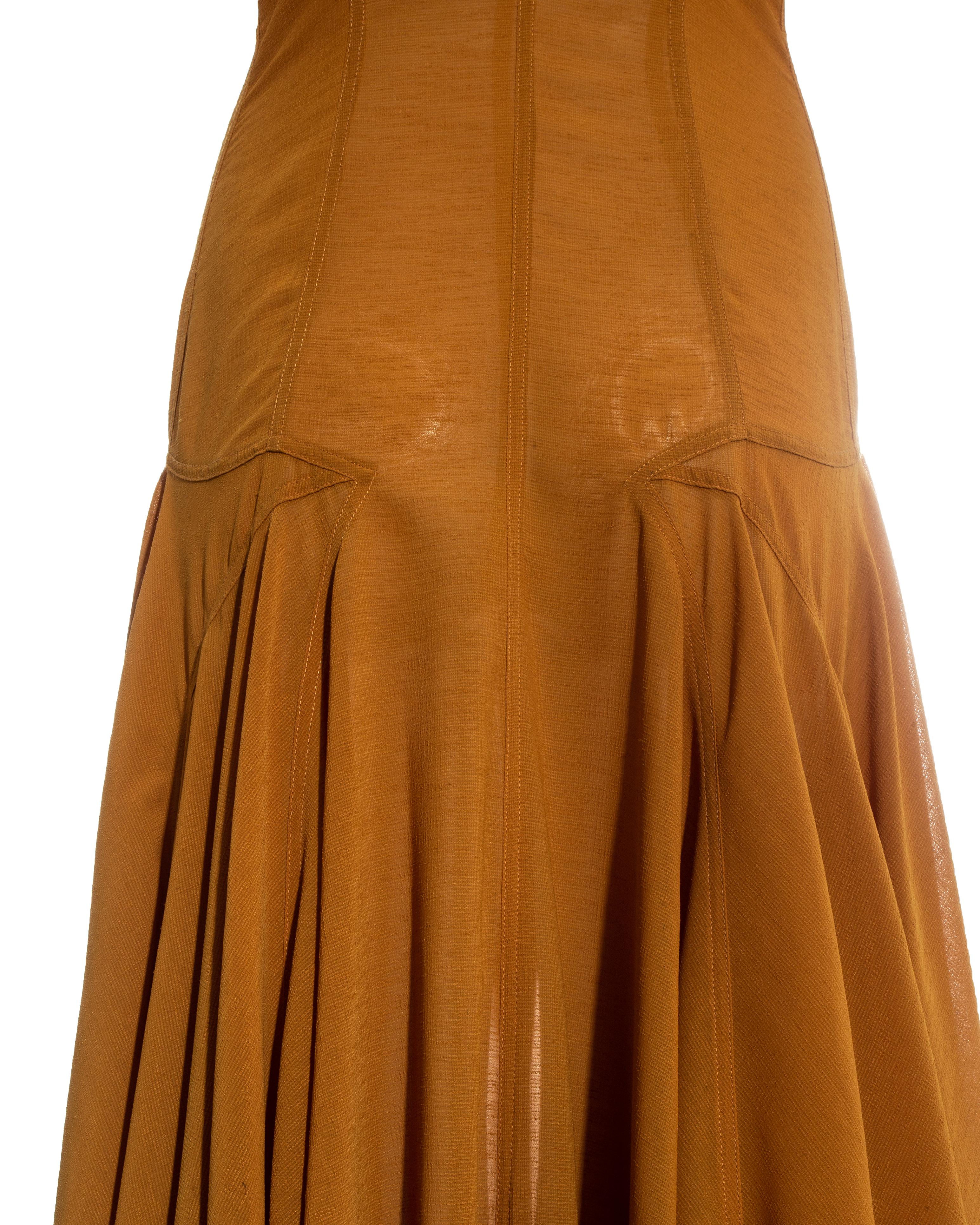 Azzedine Alaia bronze viscose maxi shirt dress, ss 1990 4