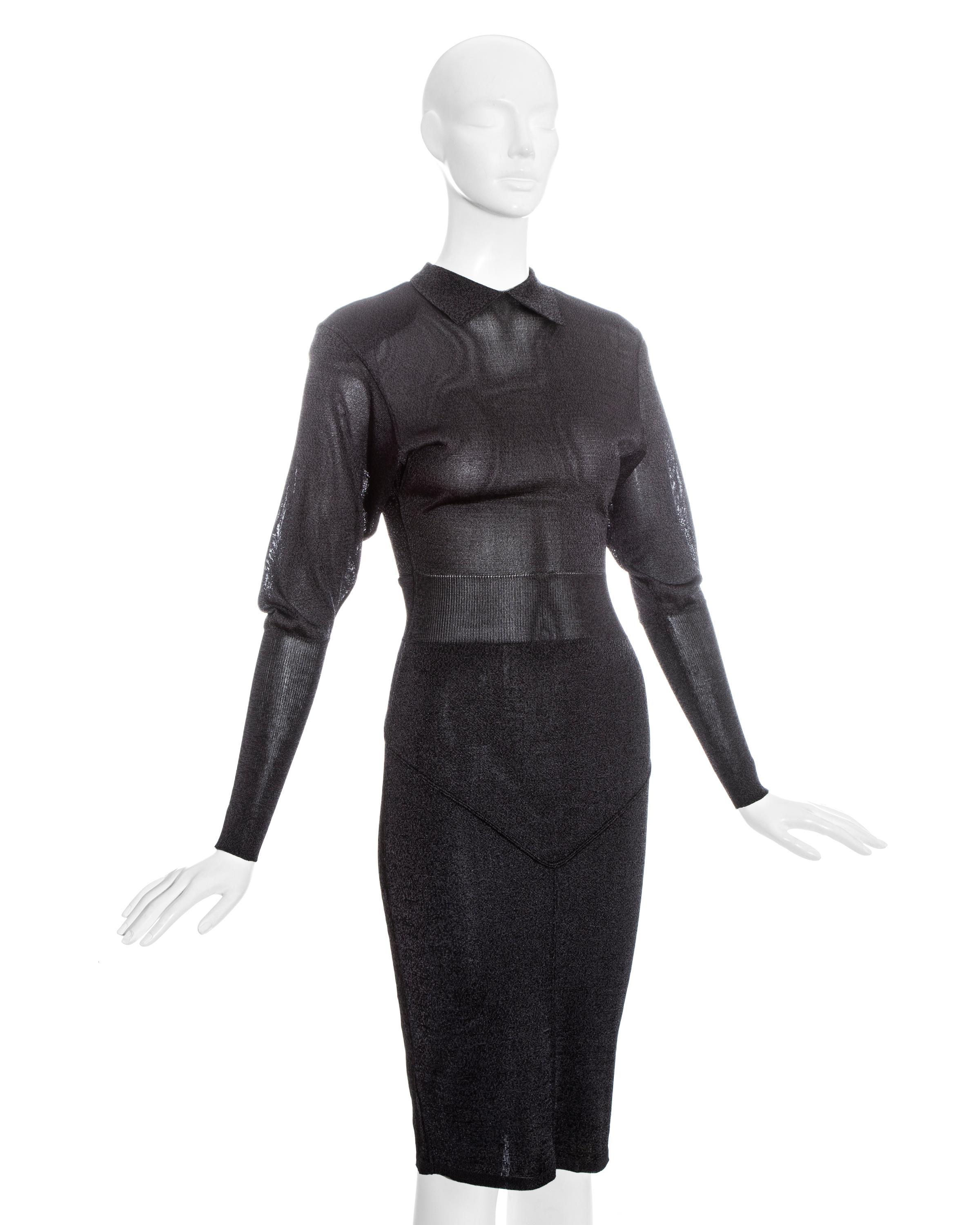 Azzedine Alaia vestido de noche de punto de acetato gris fw 1986 Negro