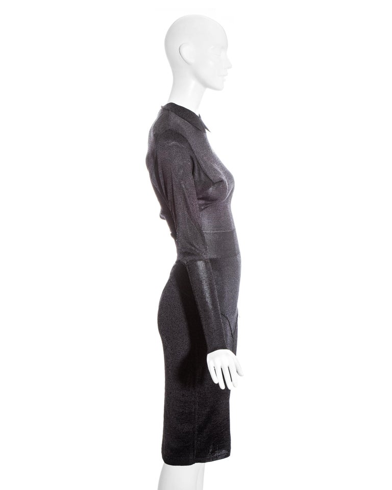 Azzedine Alaia grey acetate knit evening dress fw 1986 For Sale at 1stDibs