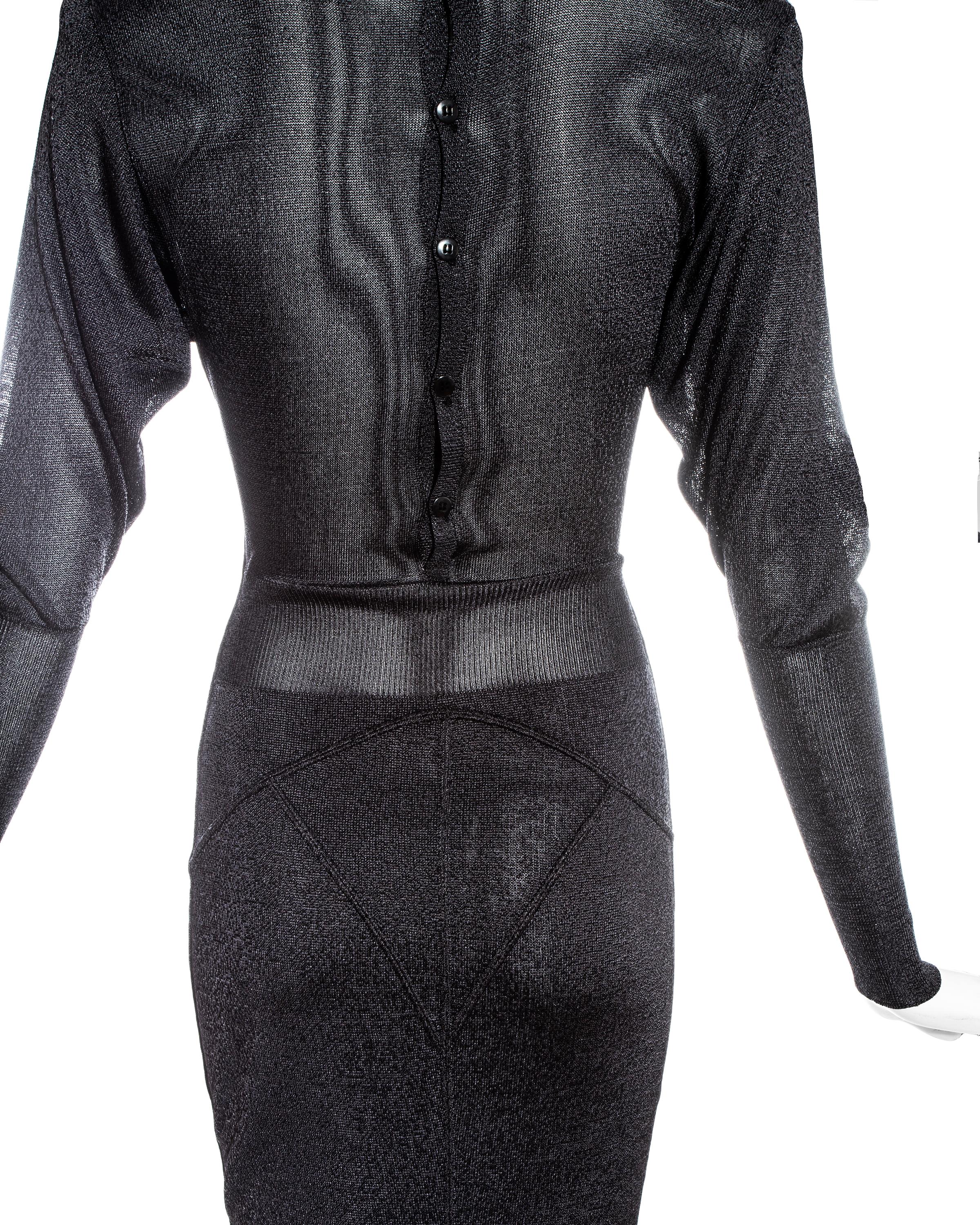 Azzedine Alaia vestido de noche de punto de acetato gris fw 1986 1