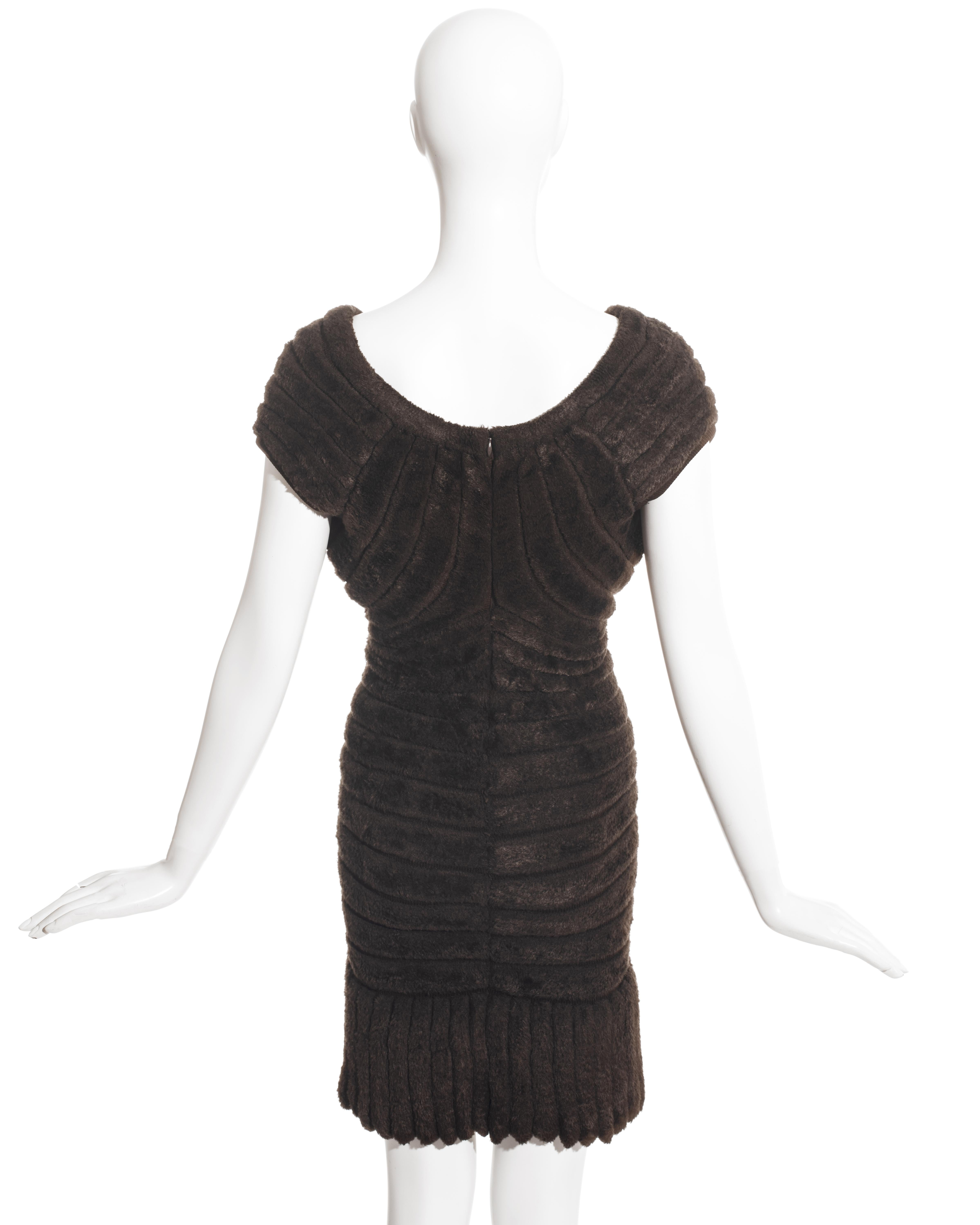 Azzedine Alaia brown chenille knitted 'houpette' mini dress, ss 1994 For Sale 1