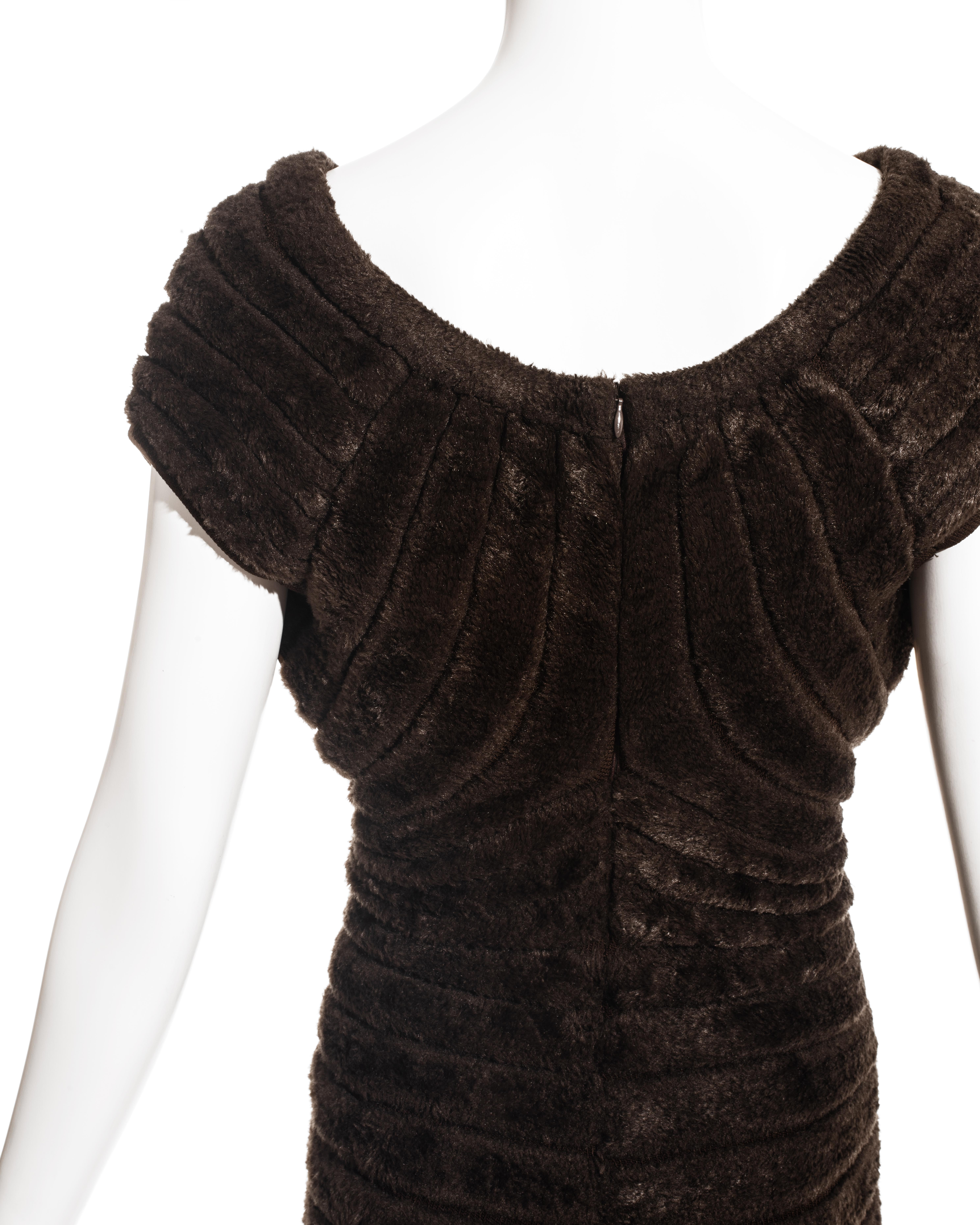 Azzedine Alaia brown chenille knitted 'houpette' mini dress, ss 1994 For Sale 2