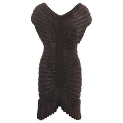 Azzedine Alaia brown chenille knitted 'houpette' mini dress, ss 1994