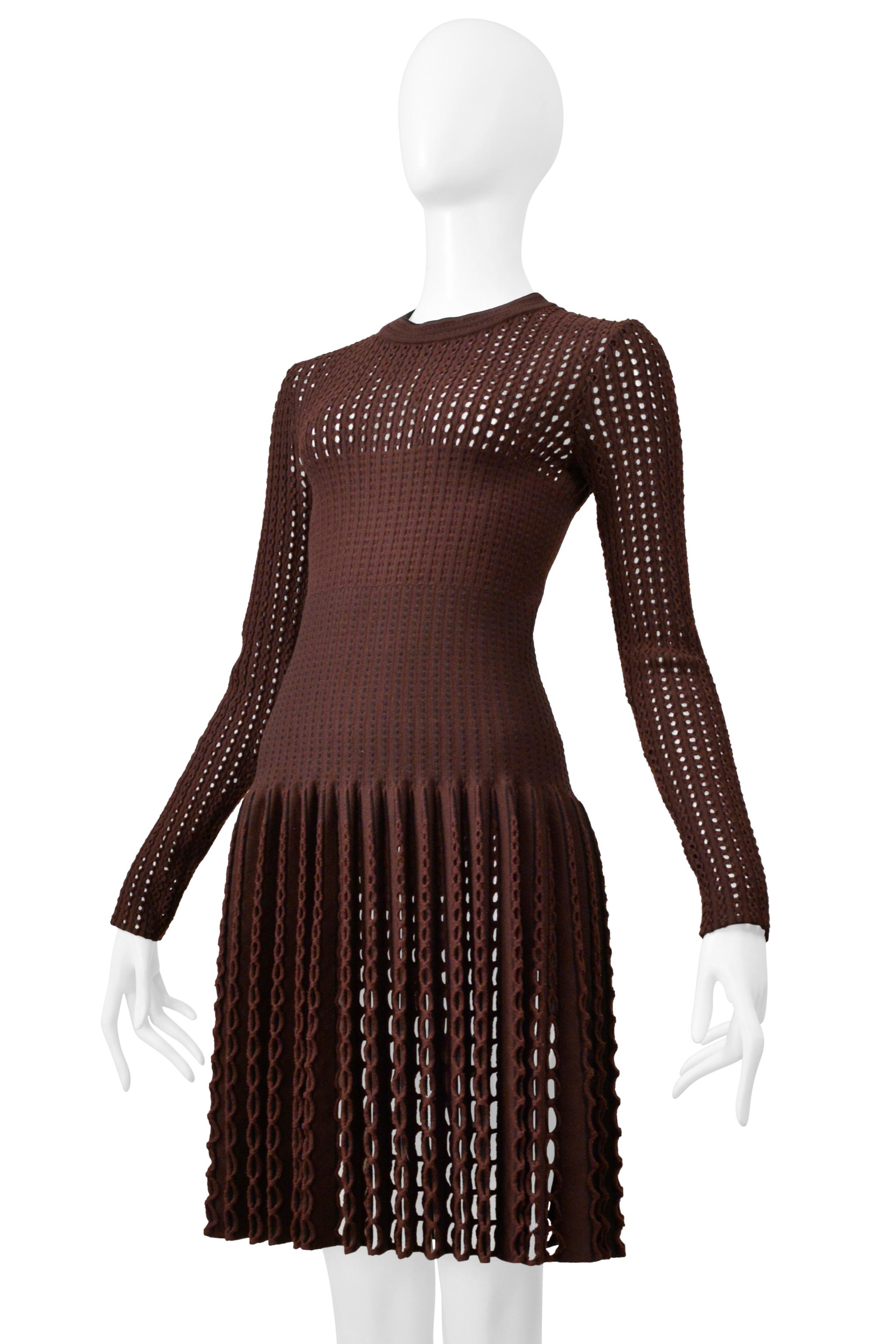 Donna Azzedine Alaia - Vestito in maglia fantasia con taglio laser marrone in vendita
