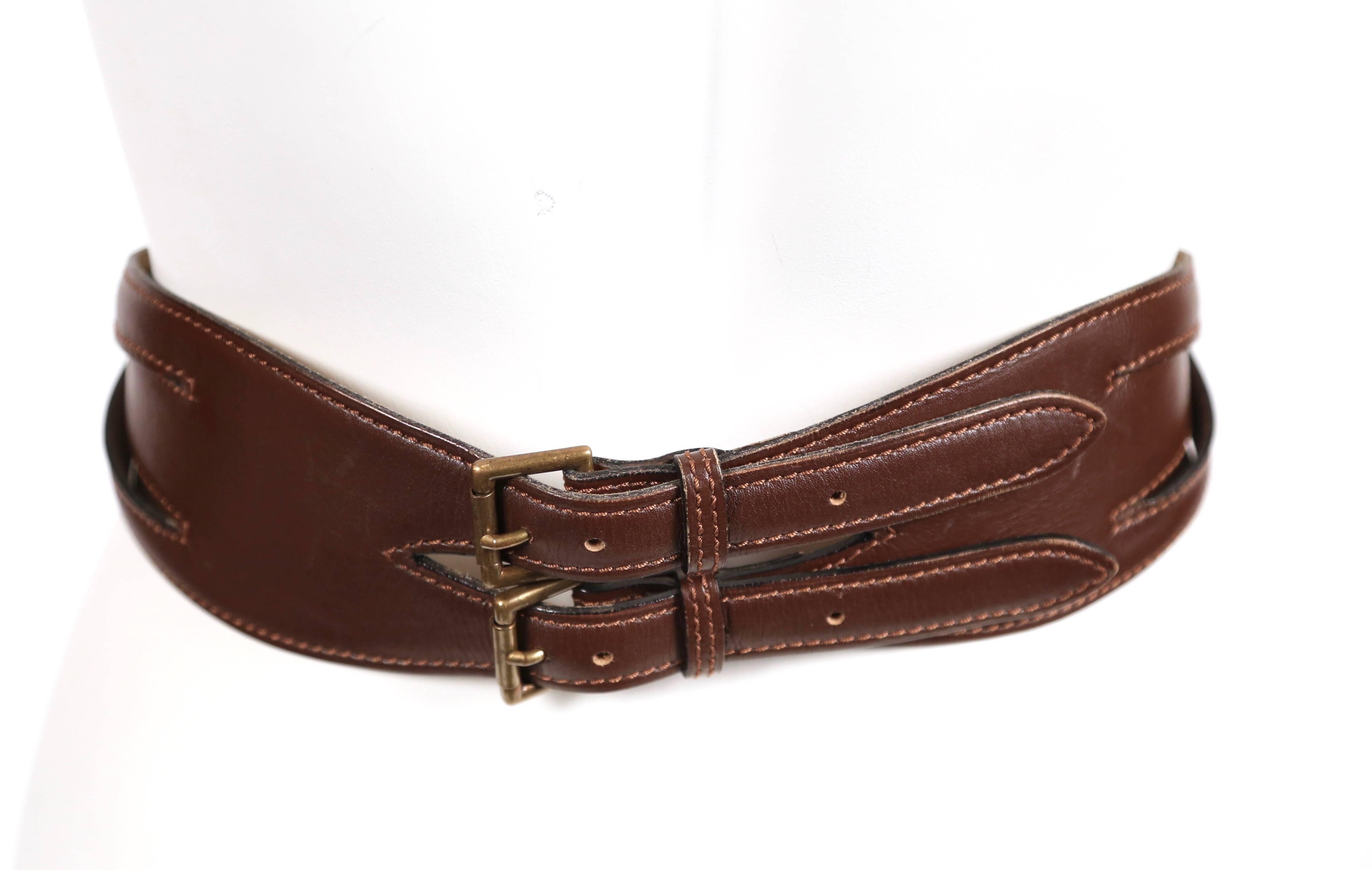 AZZEDINE ALAIA brown leather runway belt - 1990 In Good Condition In San Fransisco, CA