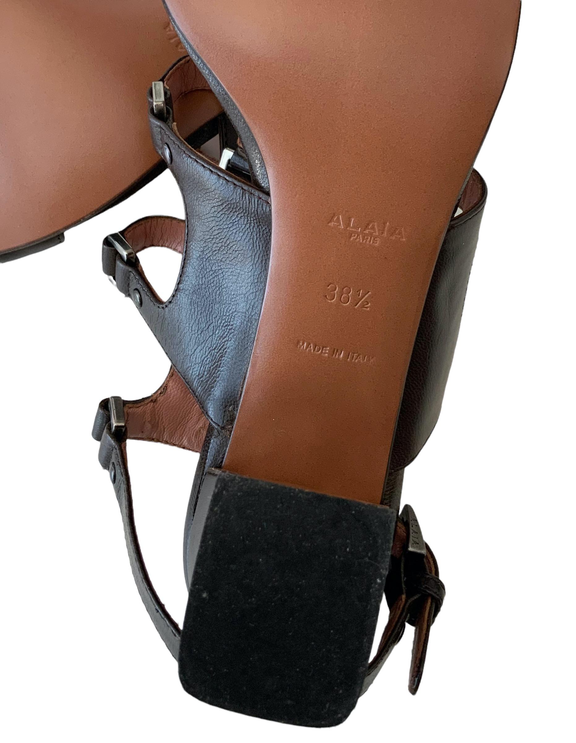 Azzedine Alaïa Brown Leather Straped Sandals 1
