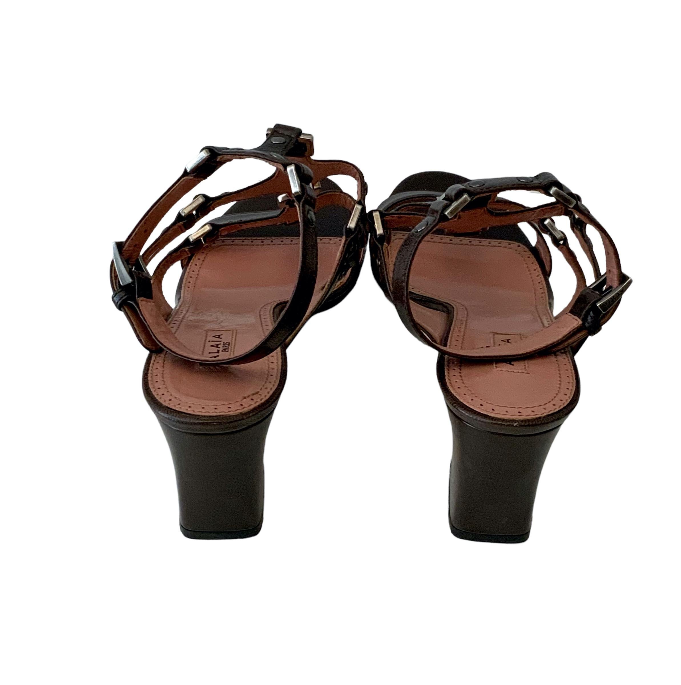 Azzedine Alaïa Brown Leather Straped Sandals 3