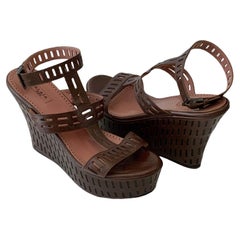 Azzedine Alaïa Brown Leather Wedge Platform Sandals