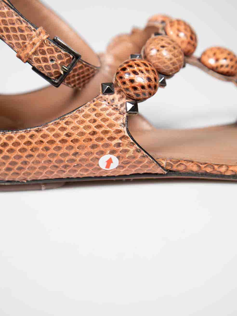 Azzedine Alaïa Brown Snakeskin Studded Sandals Size IT 40 For Sale 2