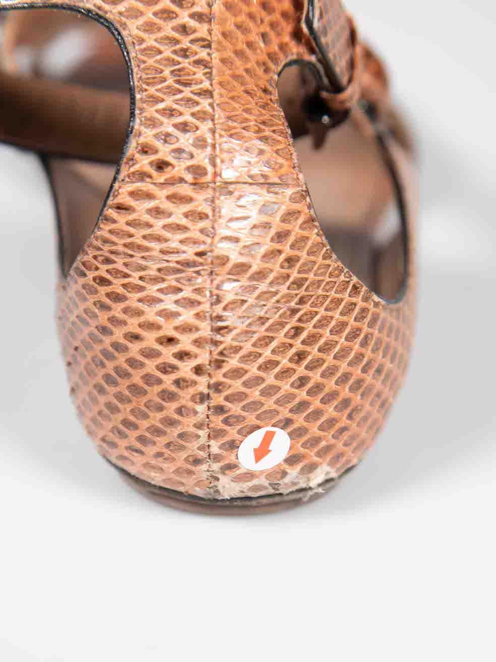 Azzedine Alaïa Brown Snakeskin Studded Sandals Size IT 40 For Sale 3