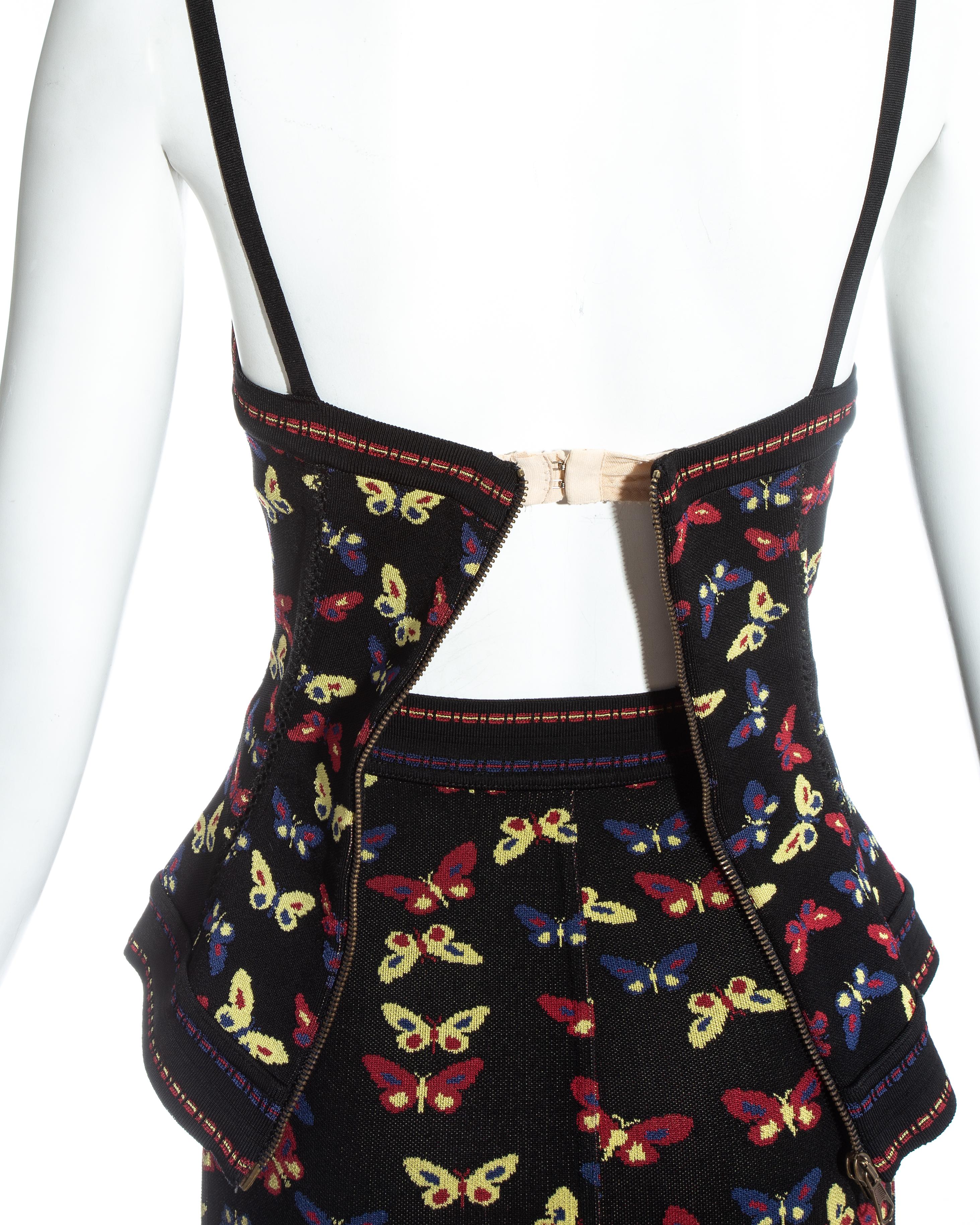 Azzedine Alaia butterfly printed corset and skirt ensemble, fw 1991 For Sale 1