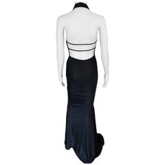 Azzedine Alaïa F/W 2001 Vintage Halter Backless Black Gown Maxi Dress
