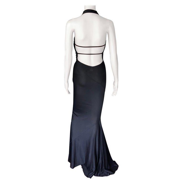 Azzedine Alaïa F/W 2001 Vintage Halter Backless Black Gown Maxi Dress ...