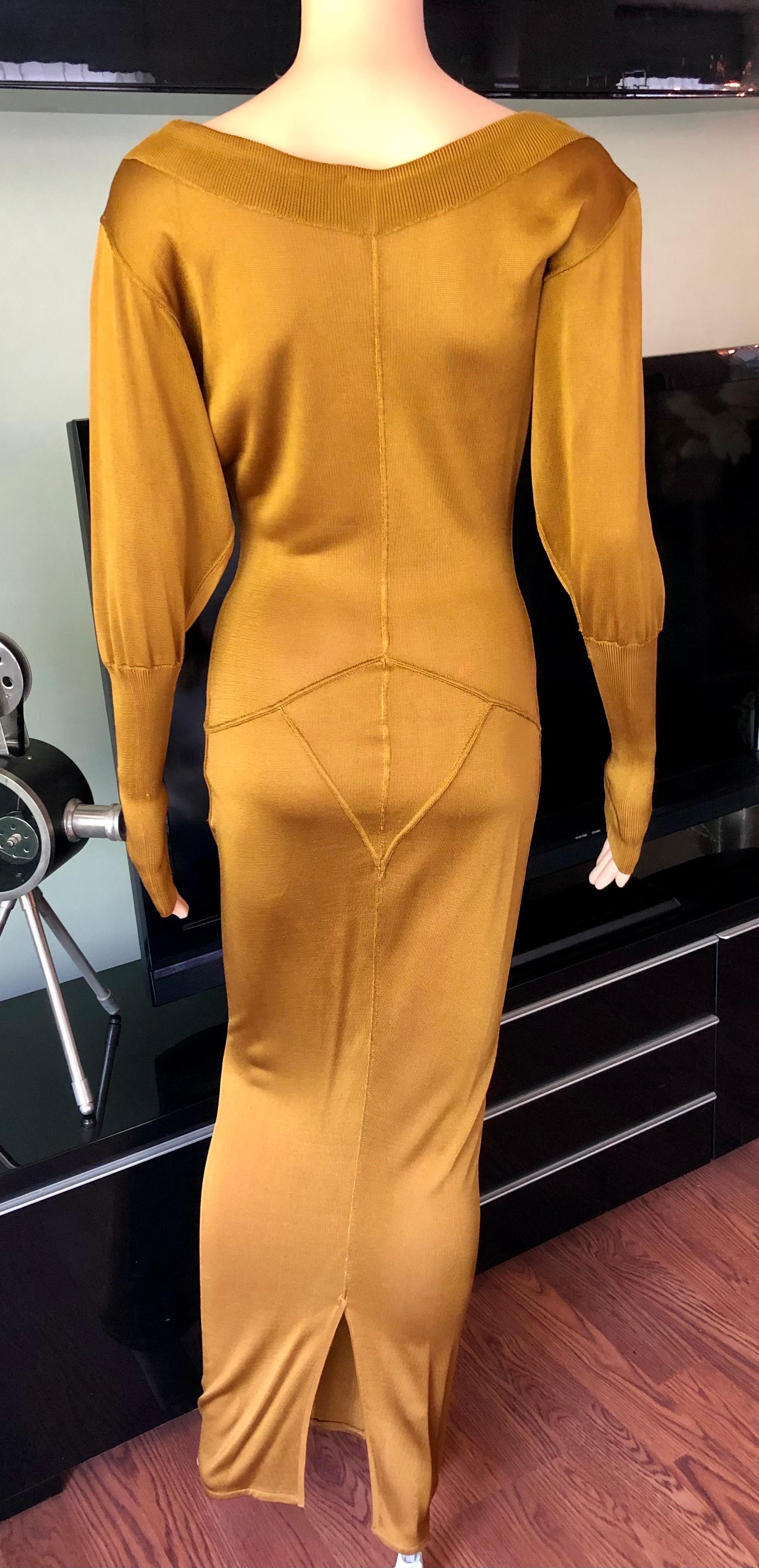 Orange Azzedine Alaïa c. 1990's Vintage Semi-Sheer Gown Maxi Dress For Sale