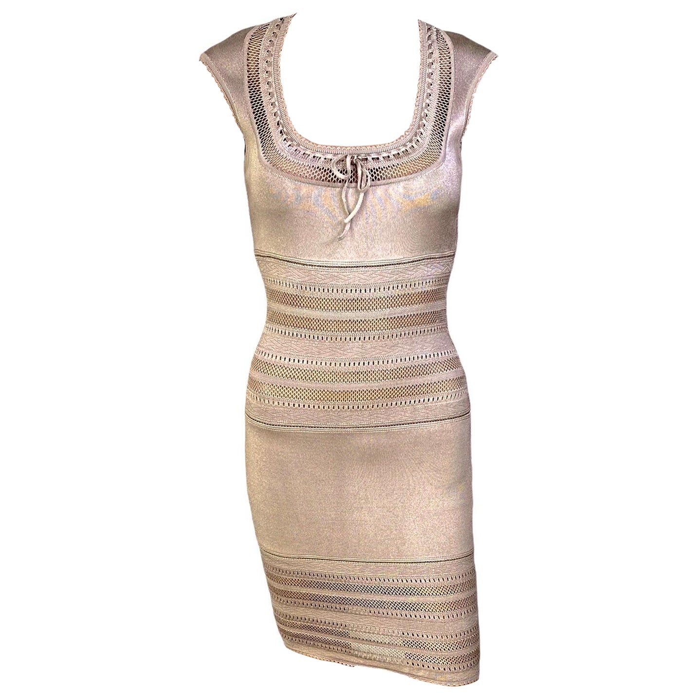 Azzedine Alaia - Robe moulante vintage semi-transparente en maille crochet, circa 1993