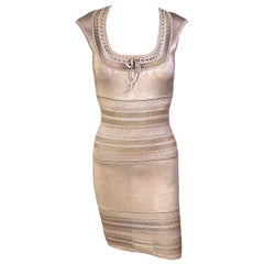 Azzedine Alaia c. 1993 Vintage Semi-Sheer Crochet Knit Bodycon Dress