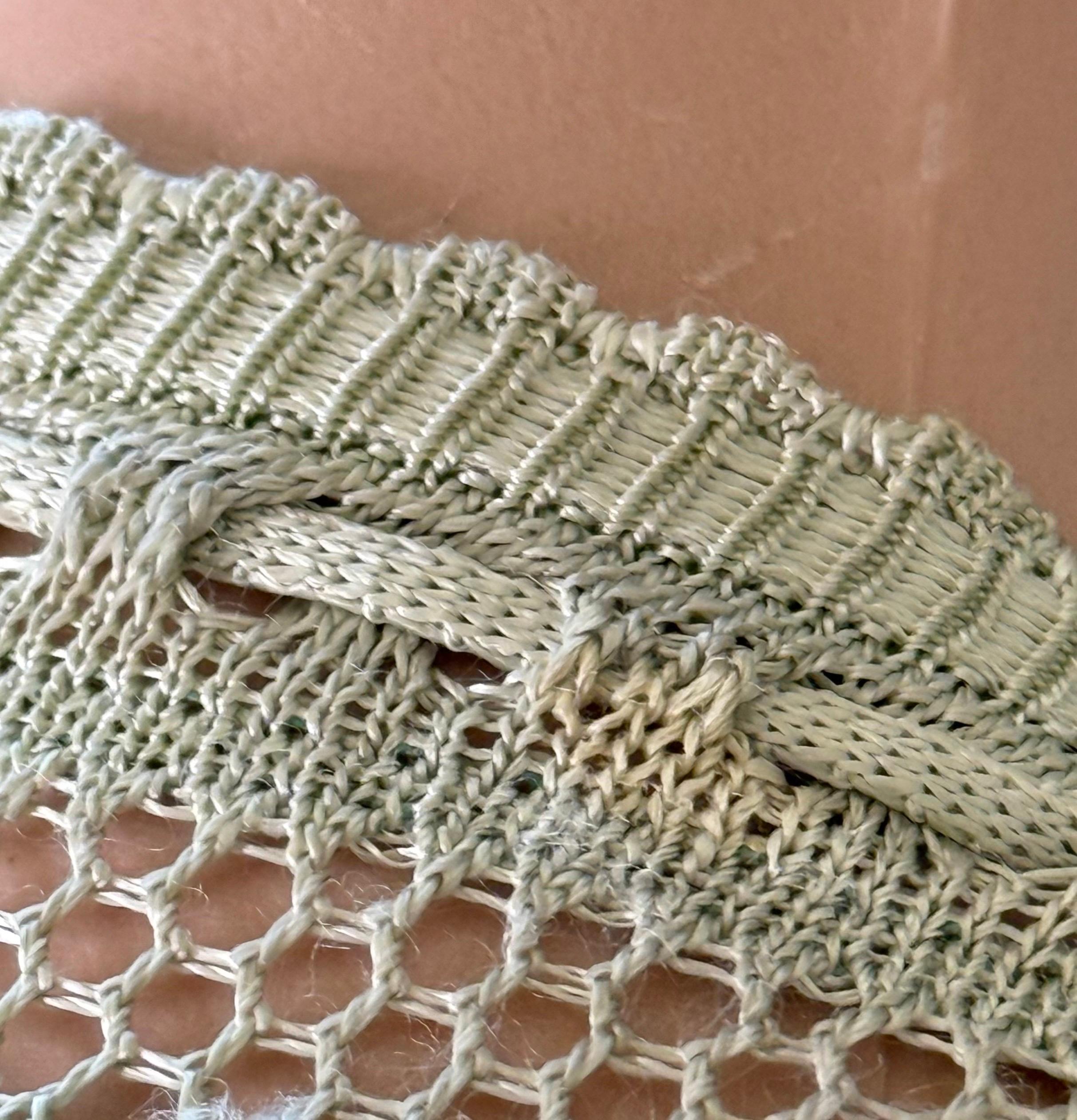 Azzedine Alaia c. 1993 Vintage Semi-Sheer Crochet Open Knit Bodycon Green Dress For Sale 14