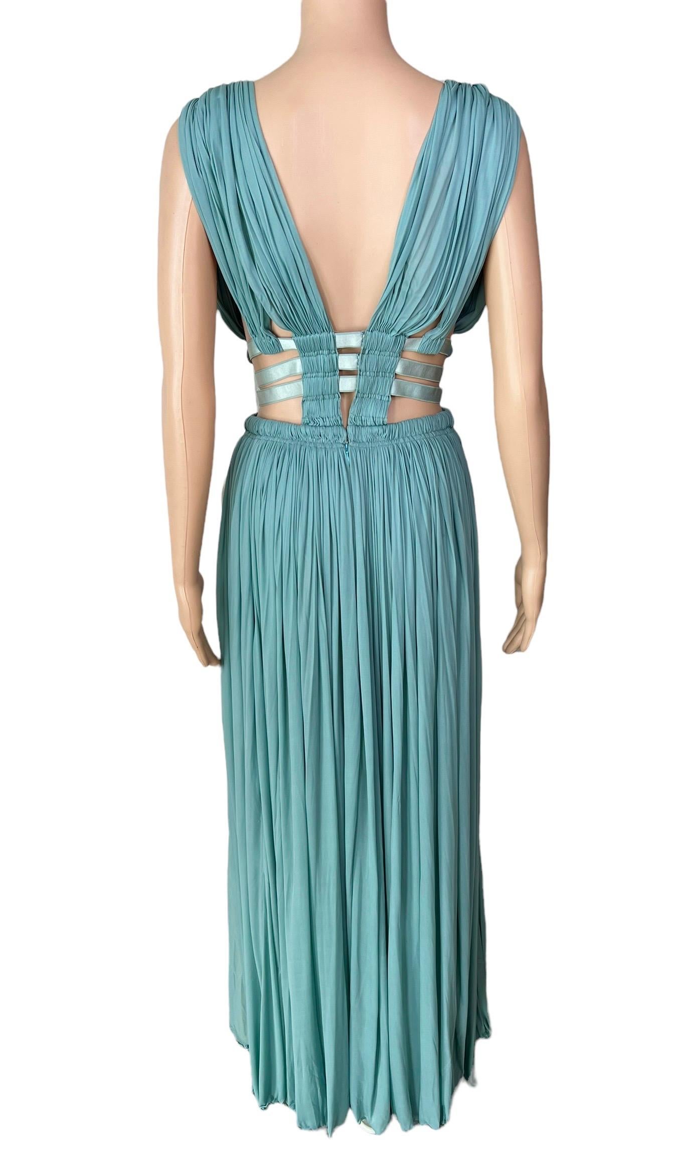 Azzedine Alaïa c.2004 Semi-Sheer Cutout Ruched Slits Gown Maxi Evening Dress For Sale 2