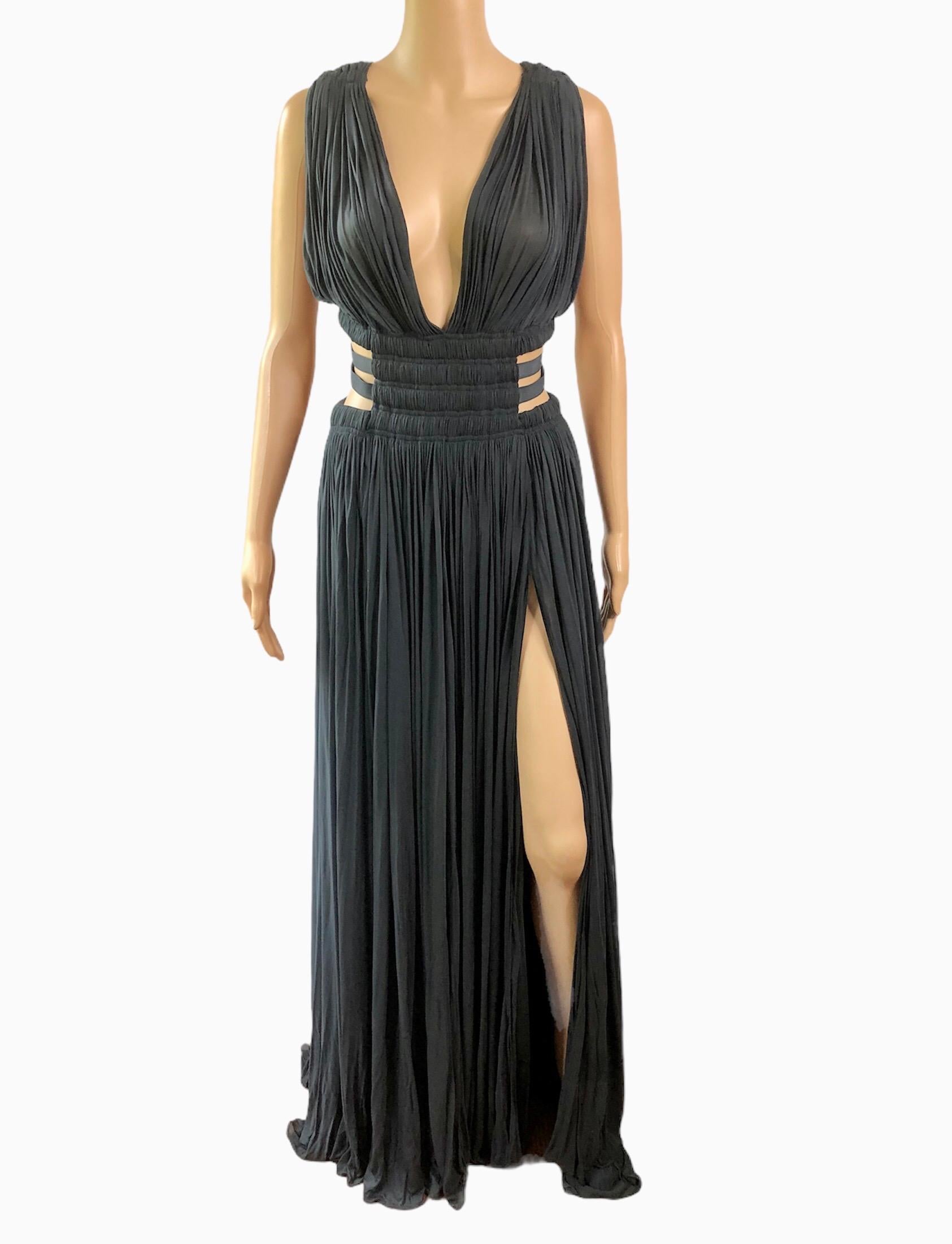 Azzedine Alaïa c.2004 Semi-Sheer Cutout Ruched Slits Gown Maxi Evening Dress For Sale 3