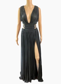 Azzedine Alaïa c.2004 Semi-Sheer Cutout Ruched Slits Gown Maxi Evening Dress