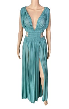 Azzedine Alaïa c.2004 Semi-Sheer Cutout Ruched Slits Gown Maxi Evening Dress